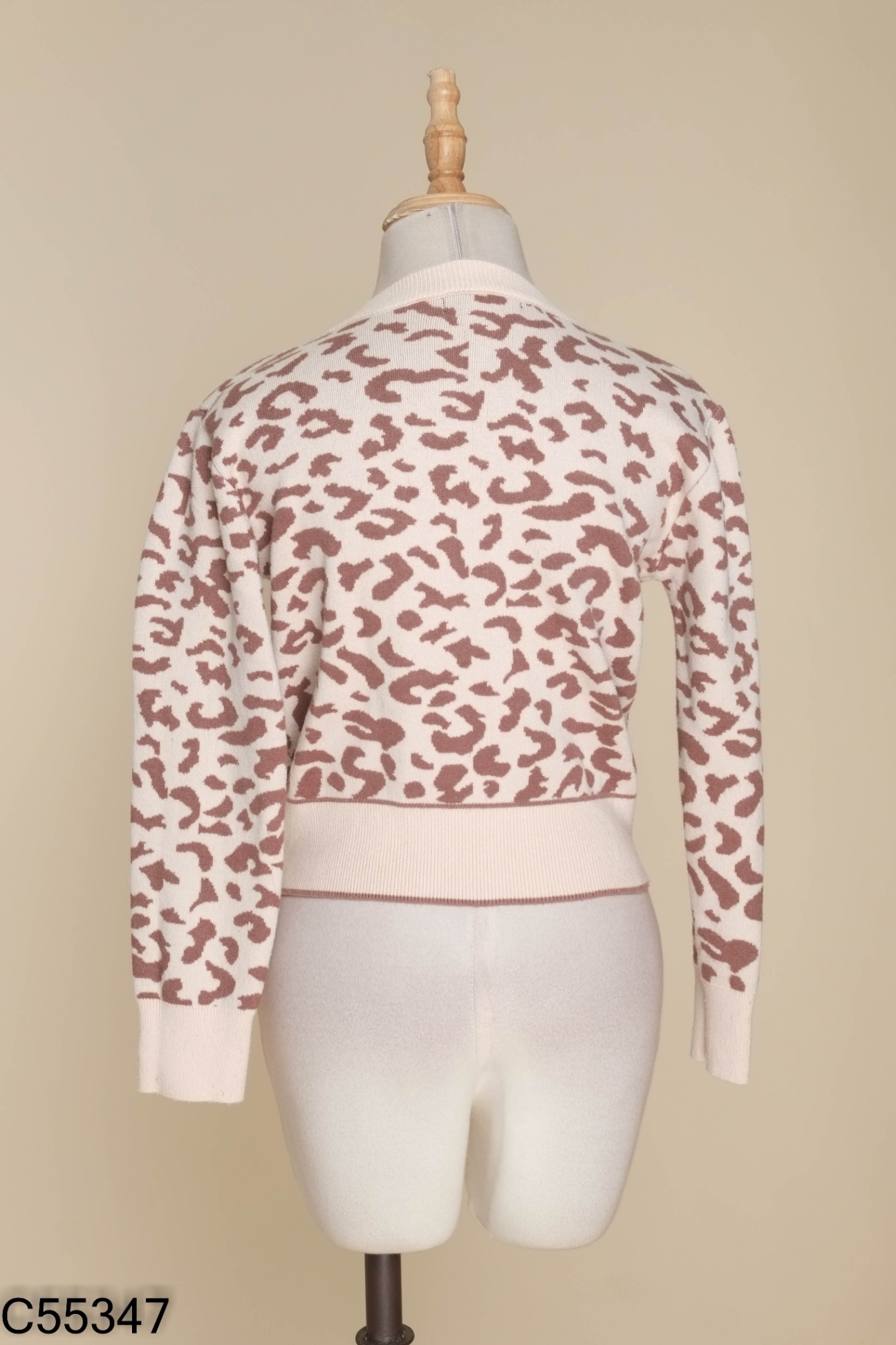 Áo cardigans len PL kem họa tiết nâu
