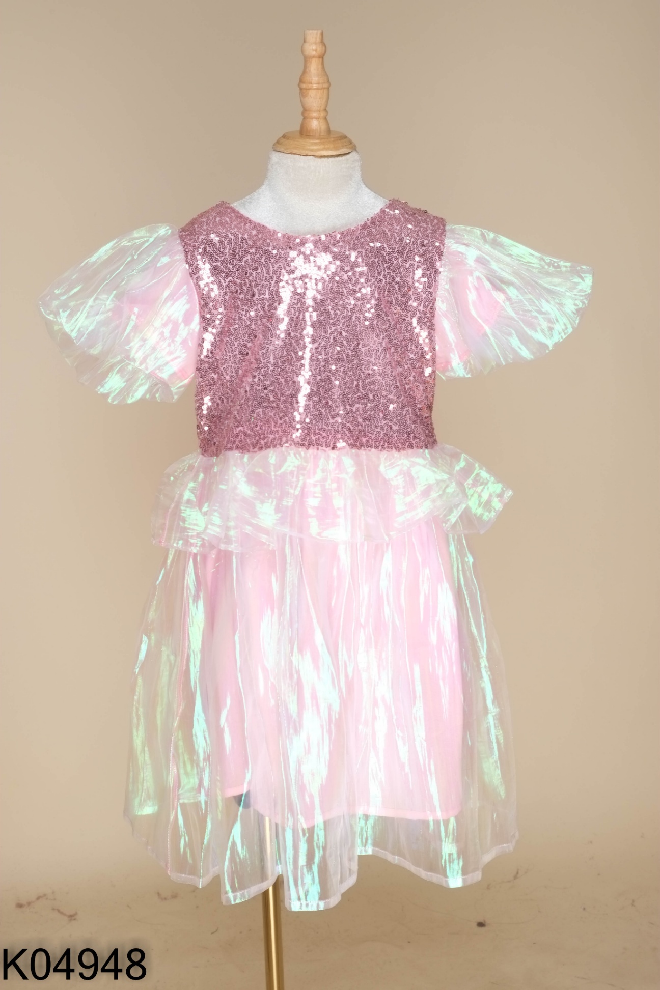 Váy JOLIE hồng voan mix kim tuyến KIDS
