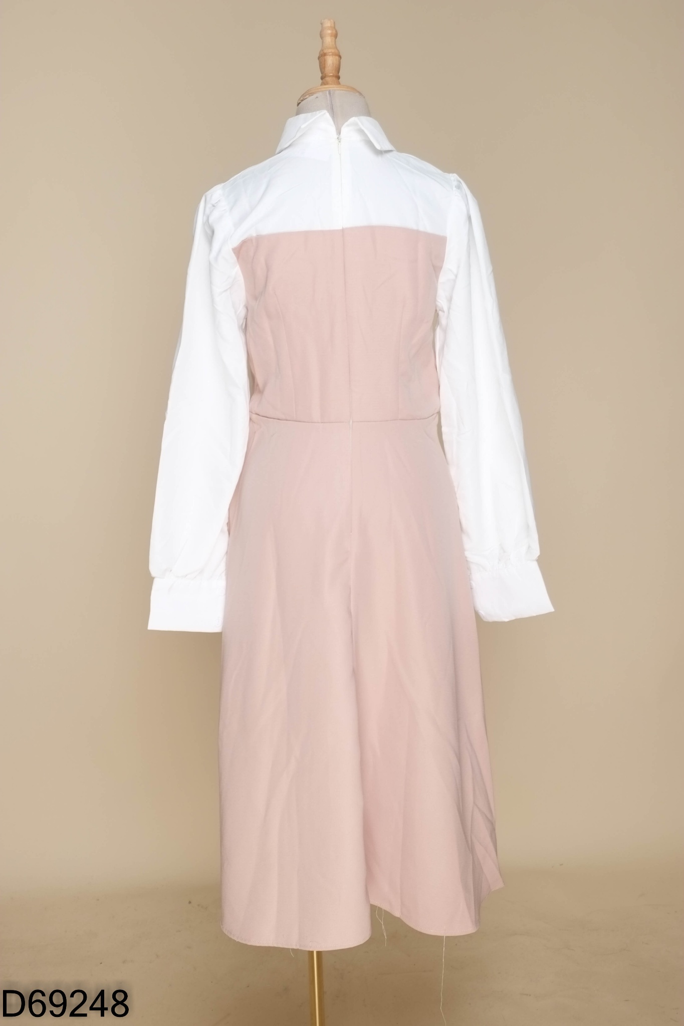 Váy nâu be phối trắng