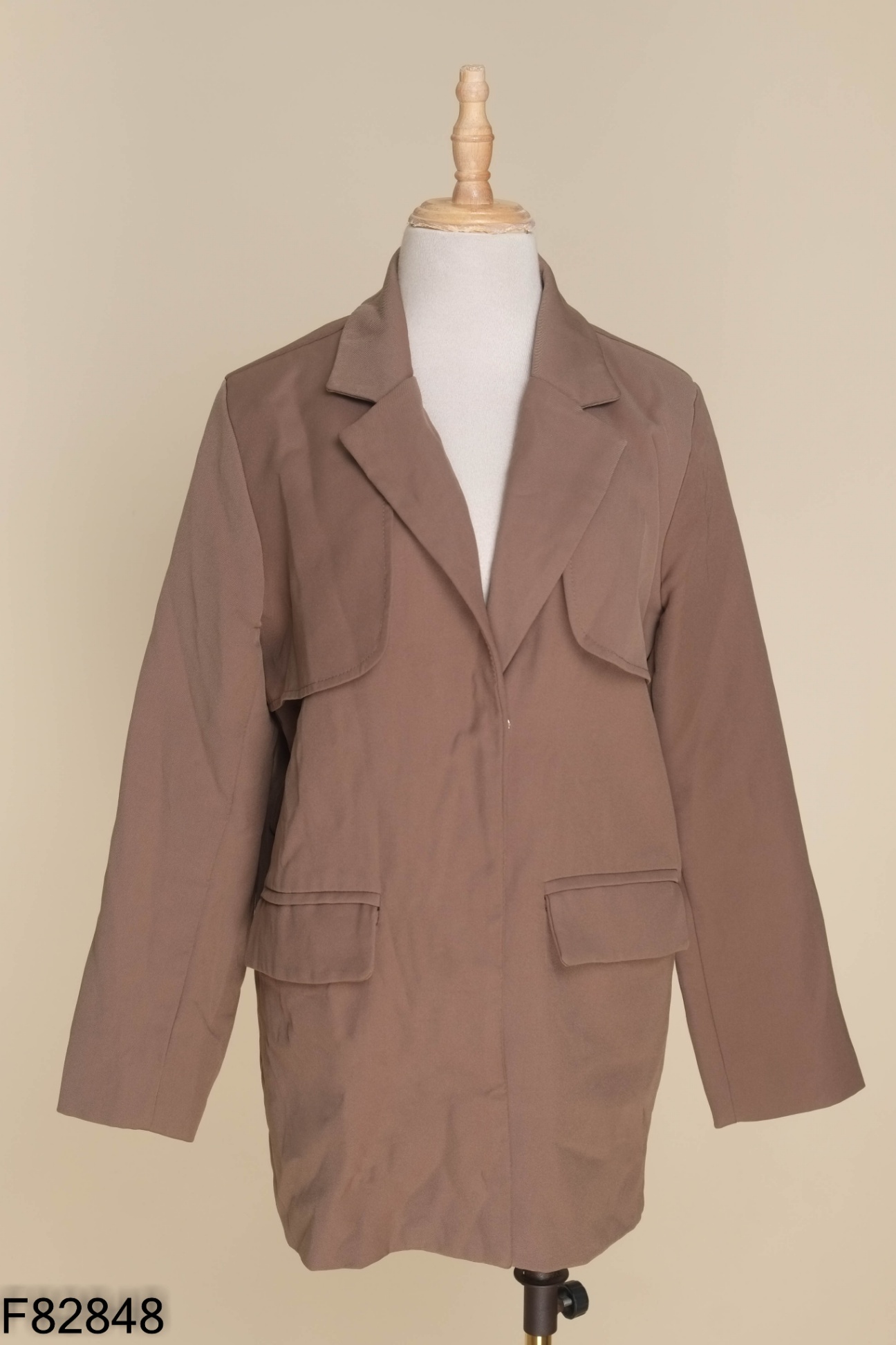 Áo khoác nâu rêu cổ vest