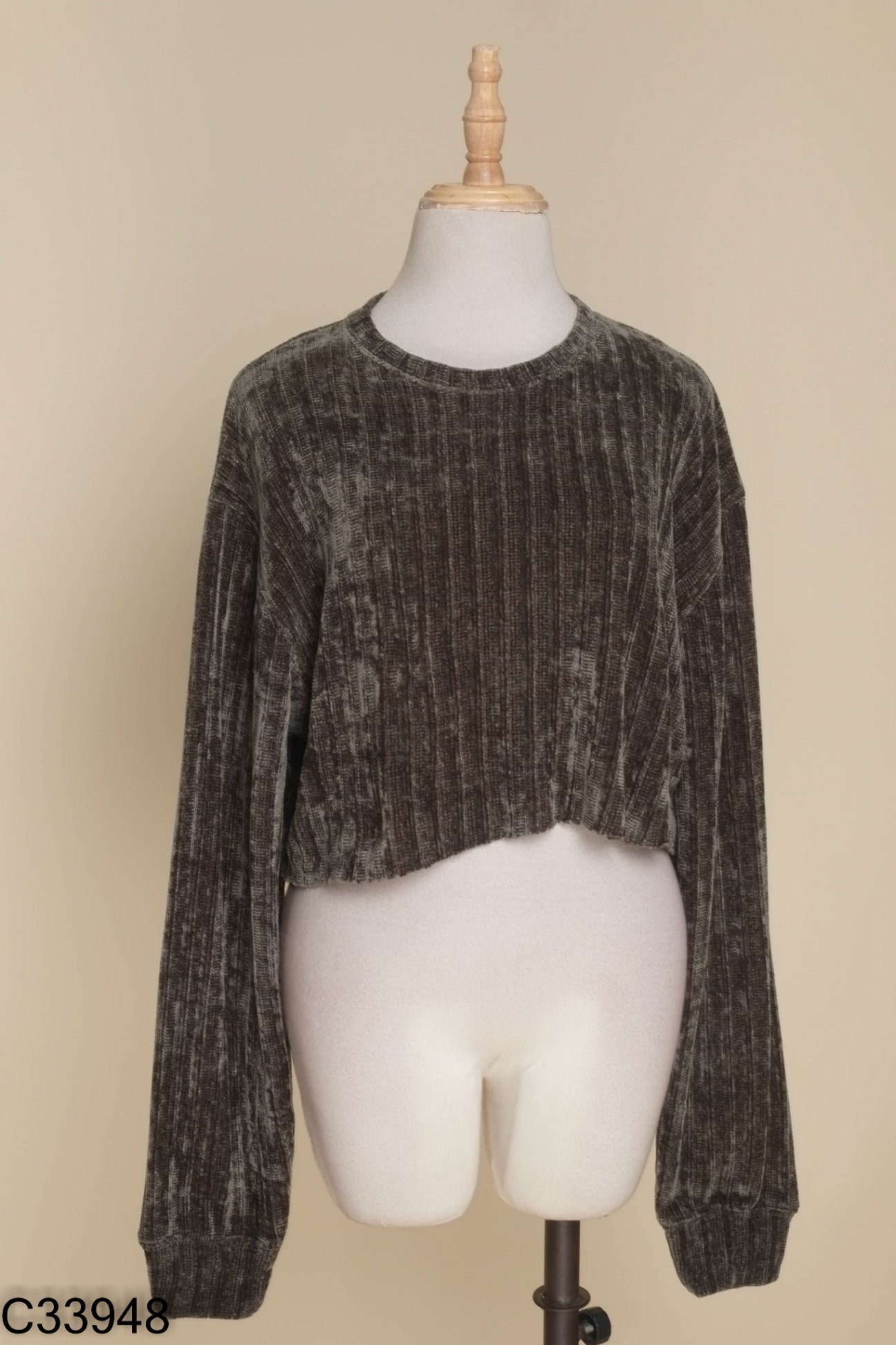 Áo len xanh TINGOAN dáng croptop