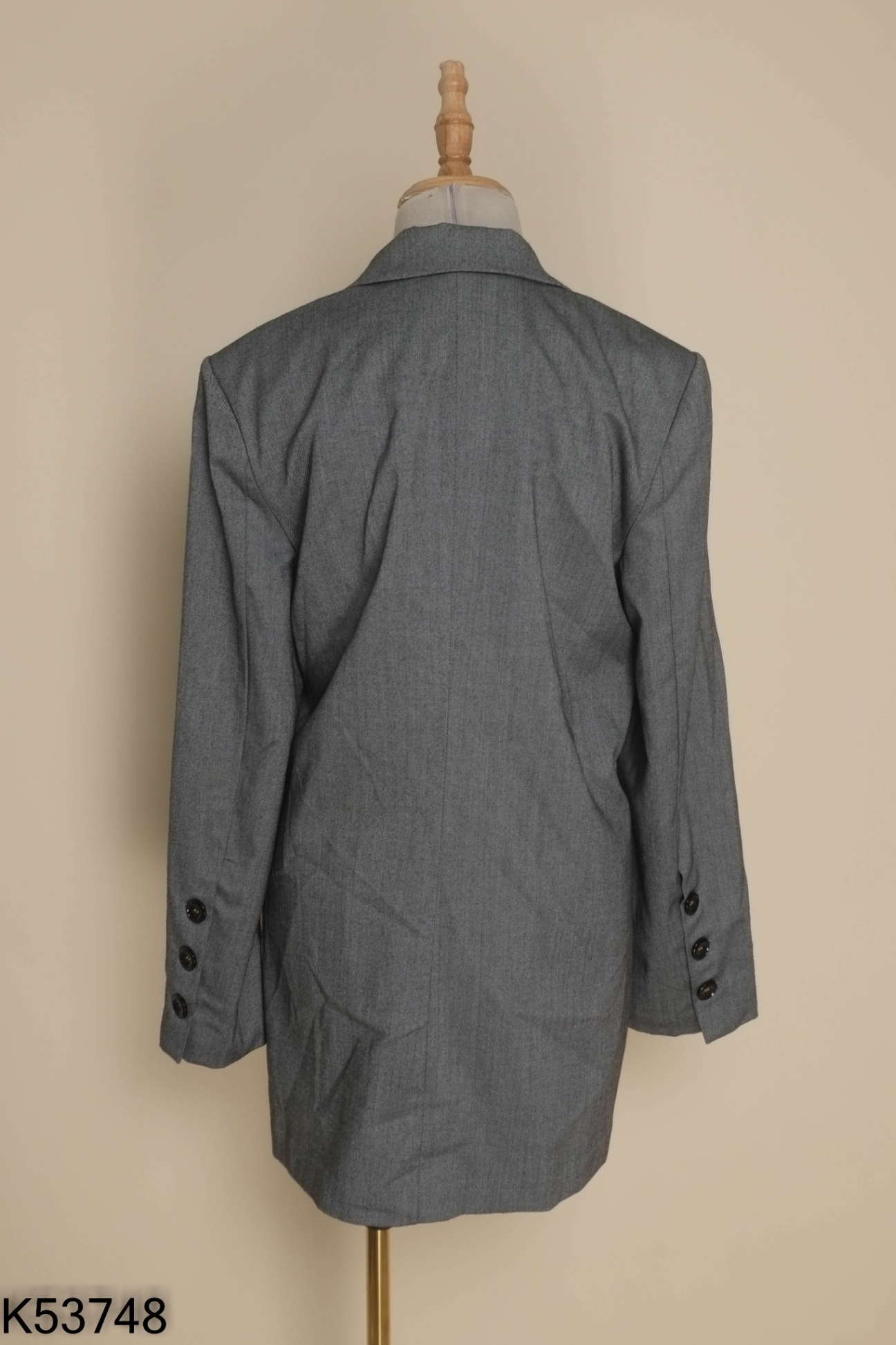 Áo khoác blazer xám trơn dáng dài