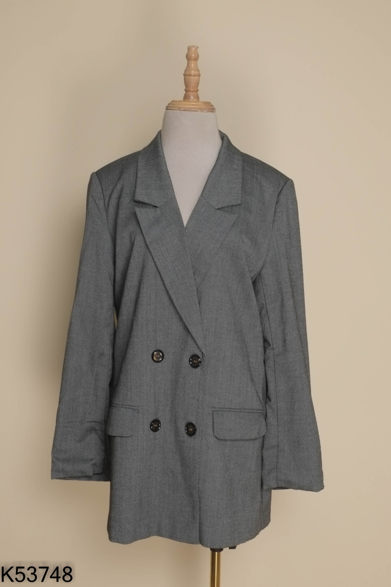 Áo khoác blazer xám trơn dáng dài