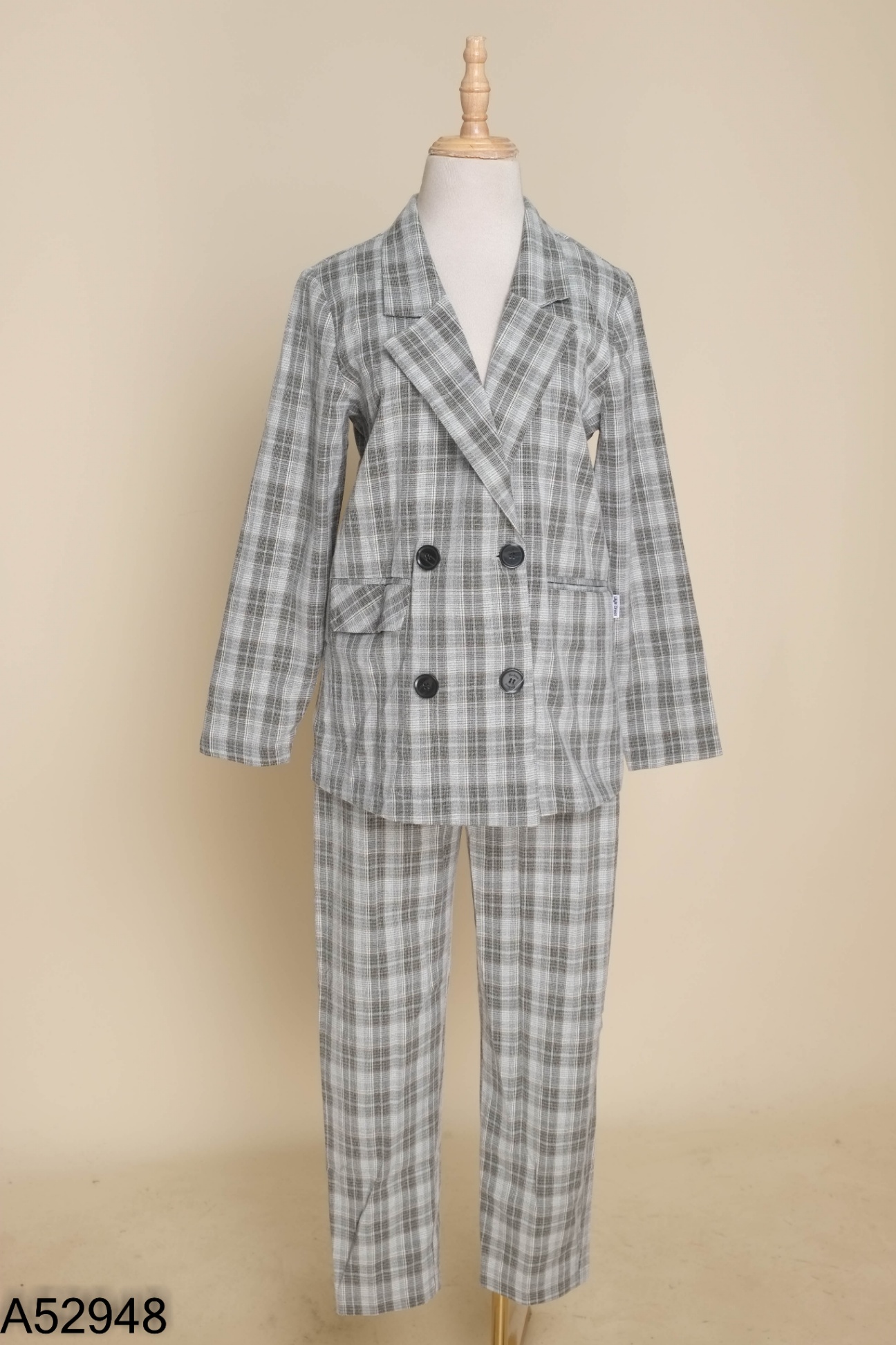Set áo blazer xám LILY'S DRESS caro + quần dài