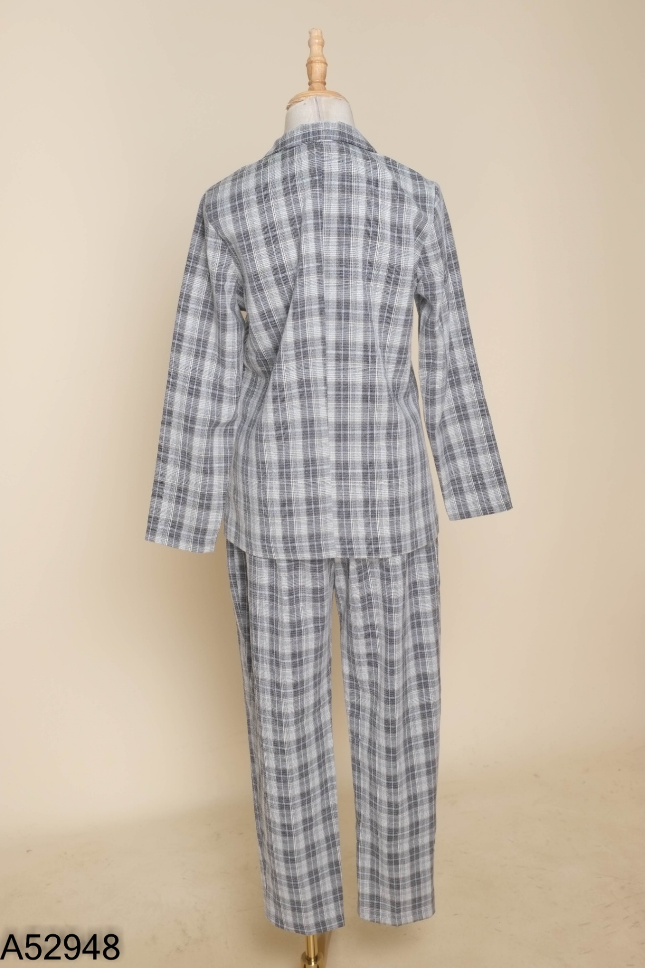 Set áo blazer xanh xám LILY'S DRESS caro + quần dài