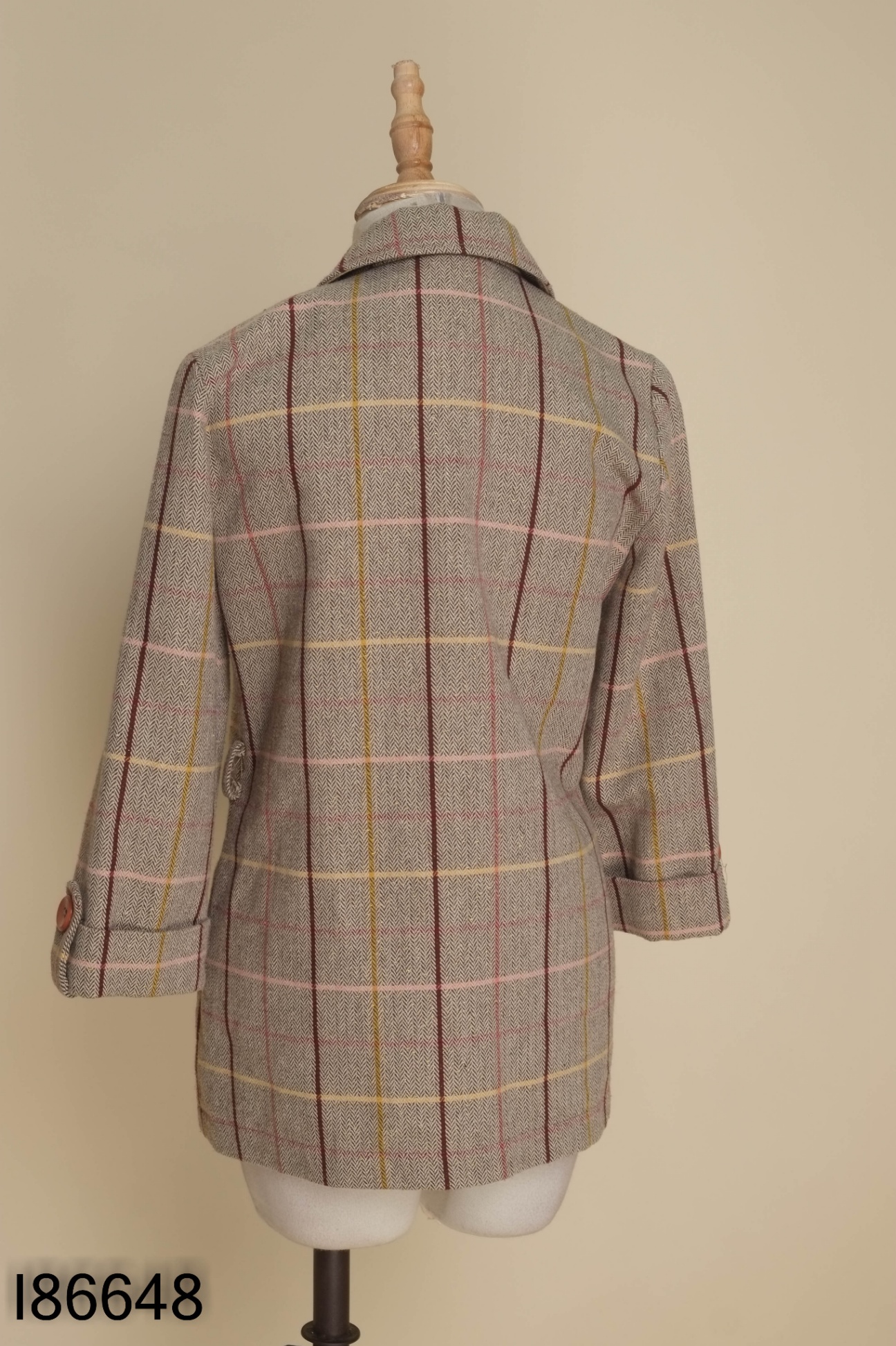Áo blazer LAMER dạ nâu kẻ