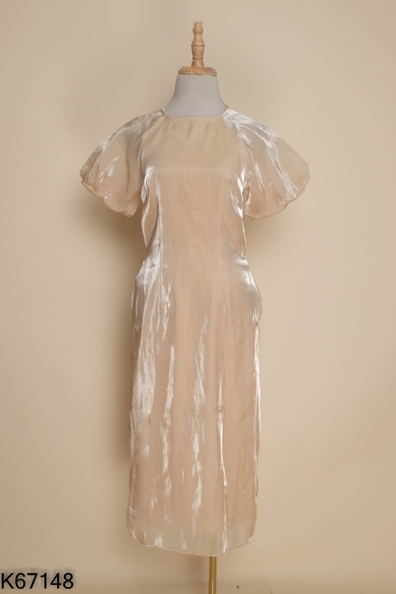 Áo dài organza be tay phồng (KO QUẦN )