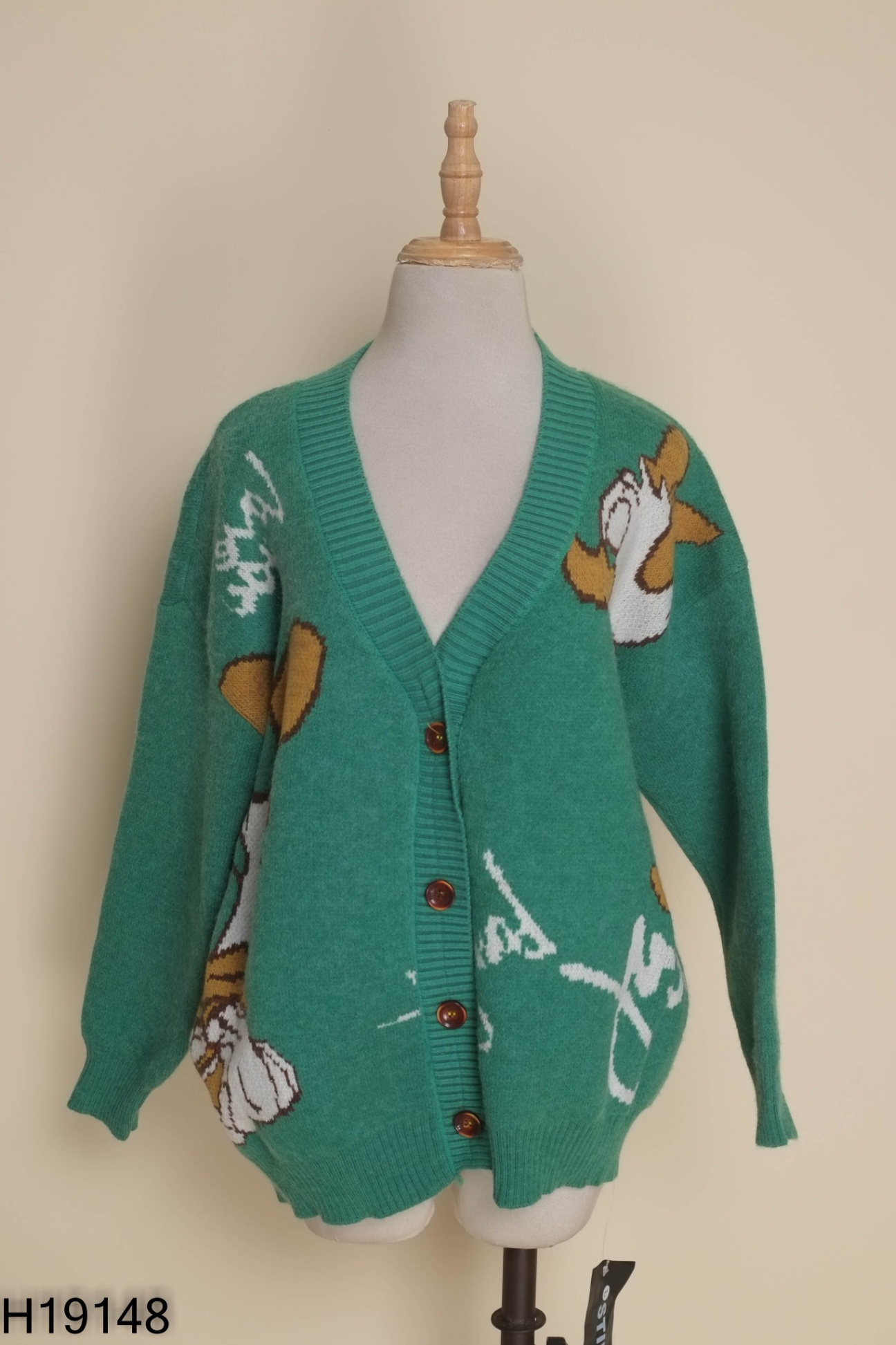 Áo cardigans len xanh in hình