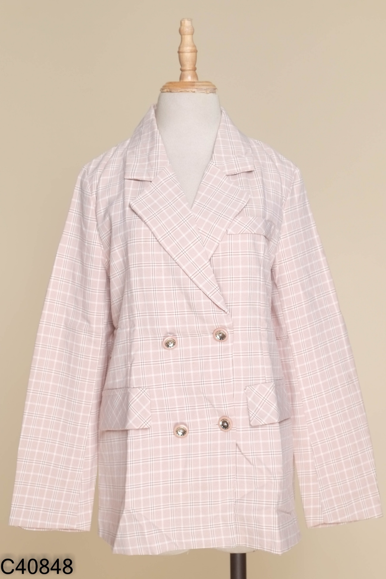 Blazer hồng caro M&M