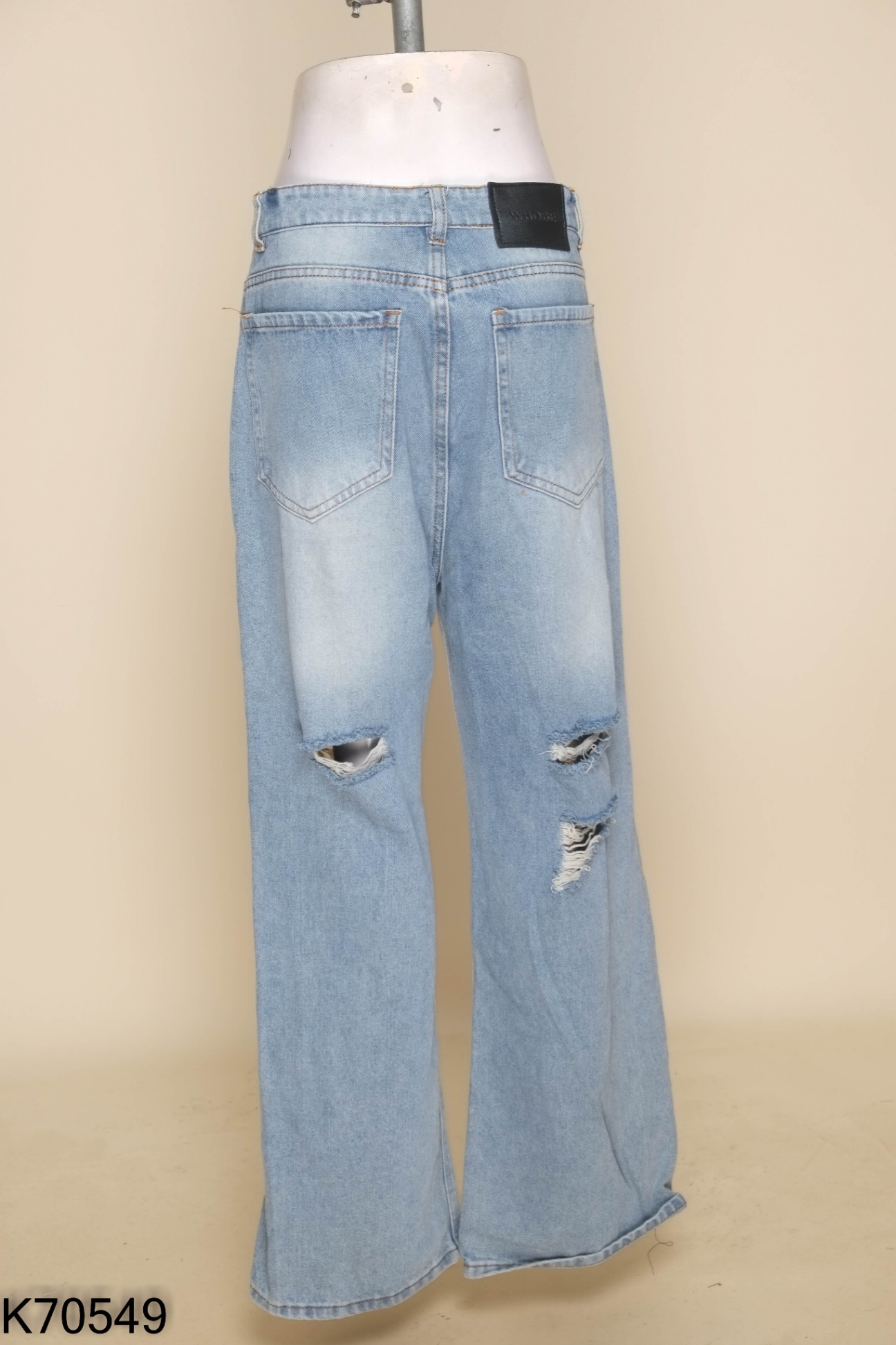 Quần jeans suông xanh rách