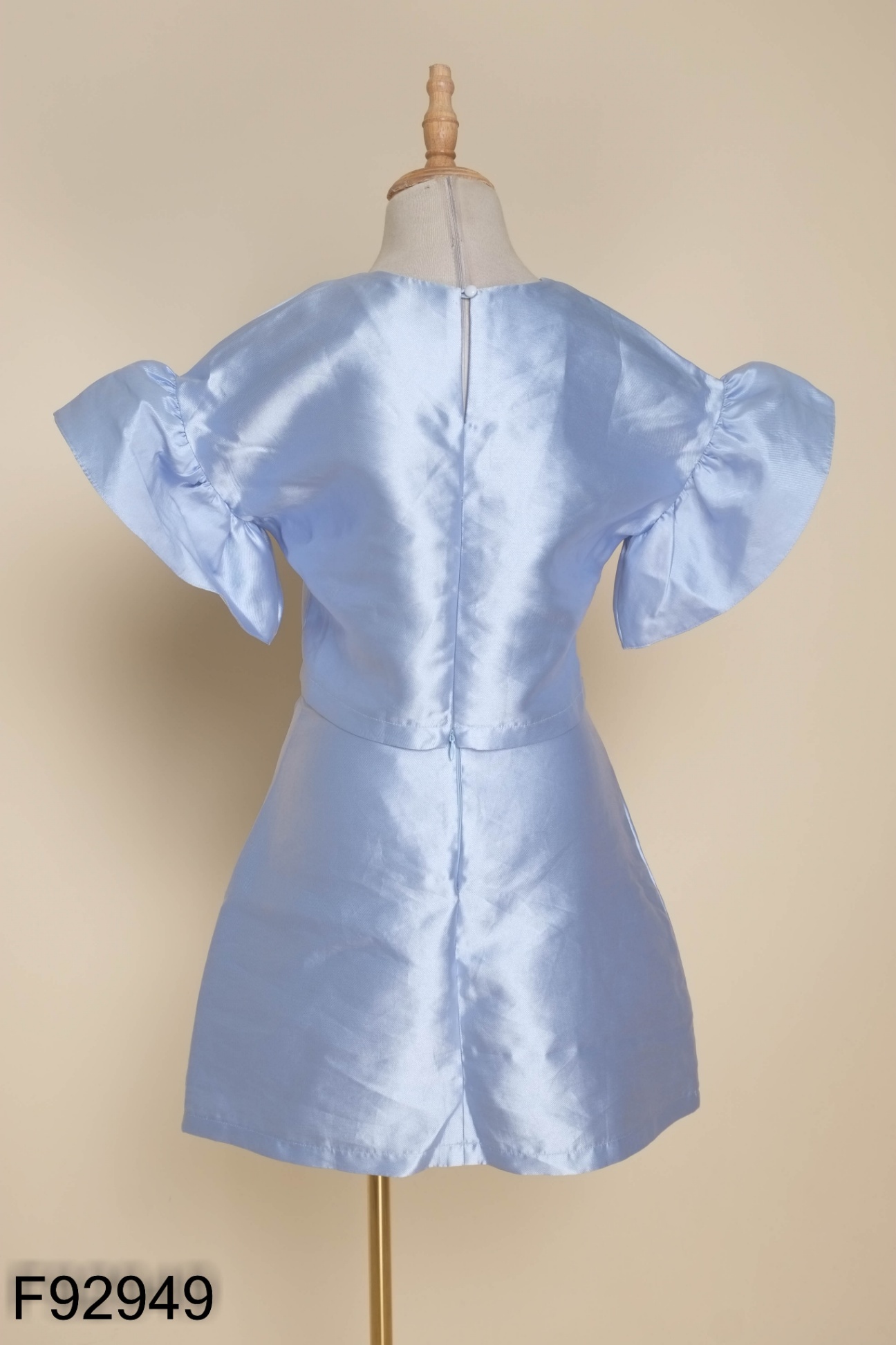 Set áo xanh MARC trơn tay bồng + chân váy