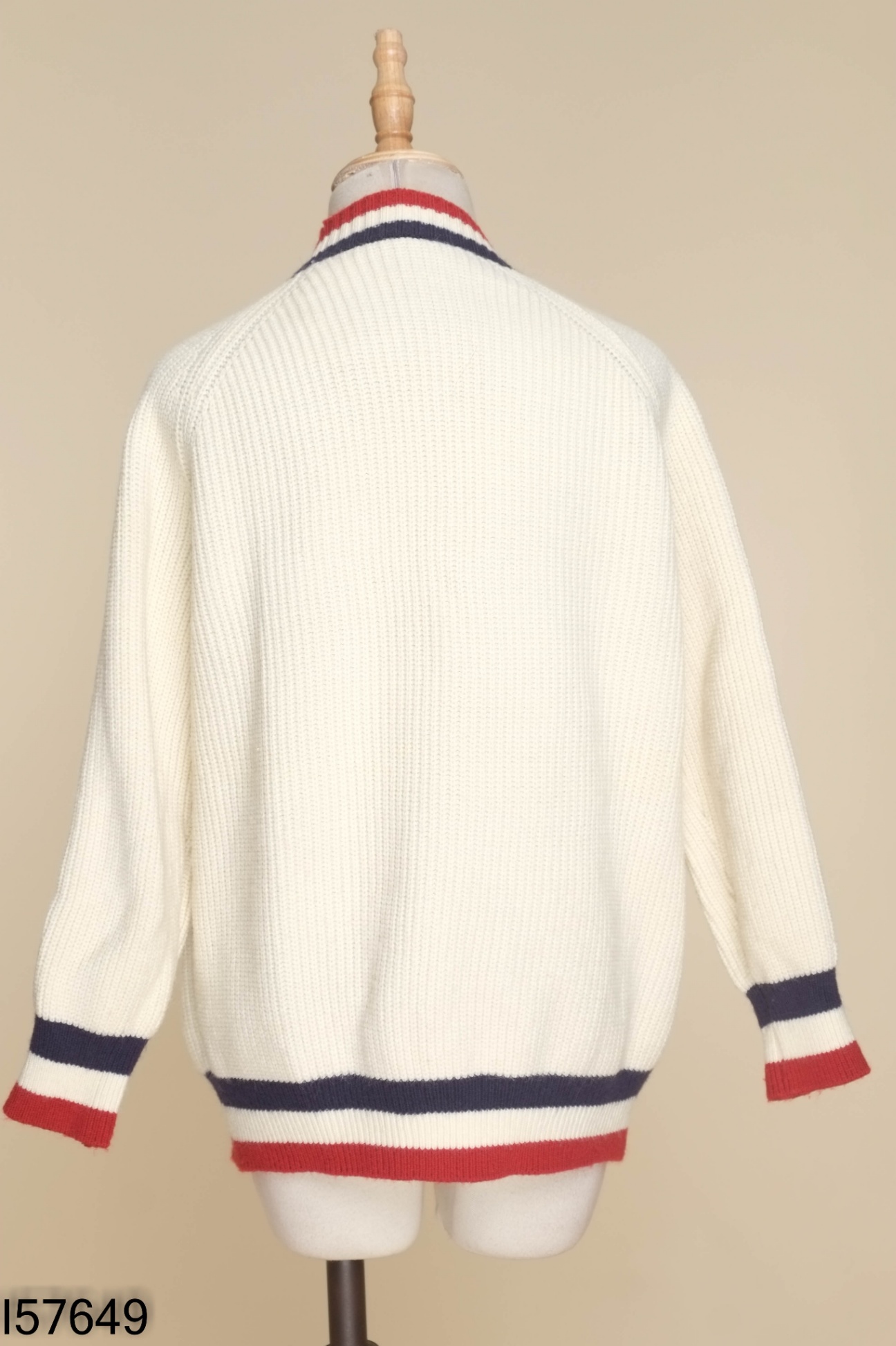 Áo len cardigan be viền xanh mix đỏ