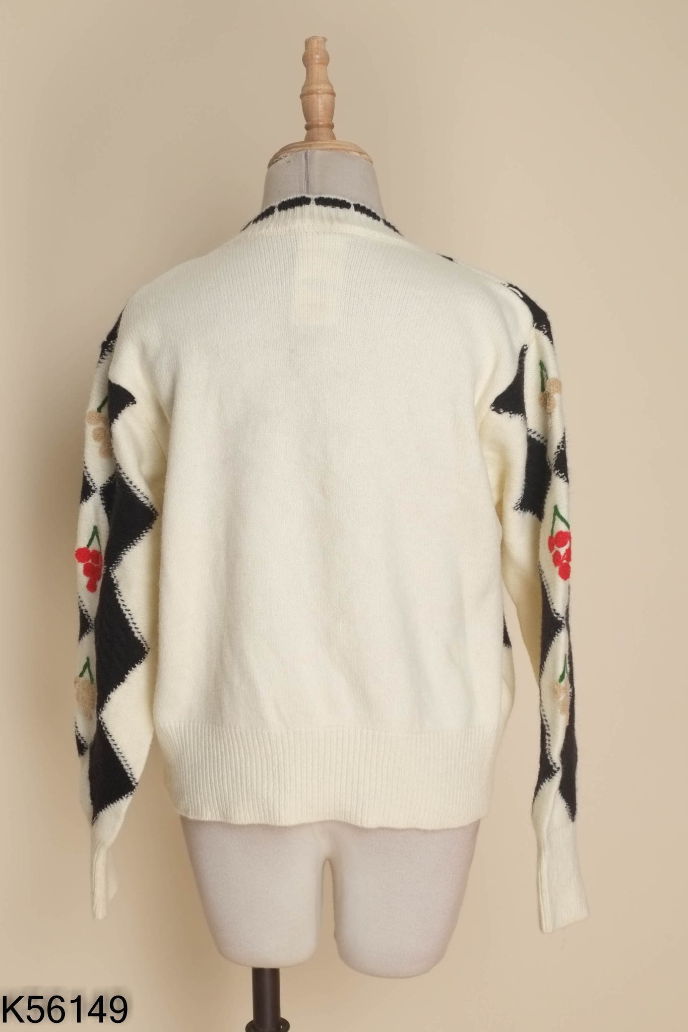 Áo len cardigan be phối đen
