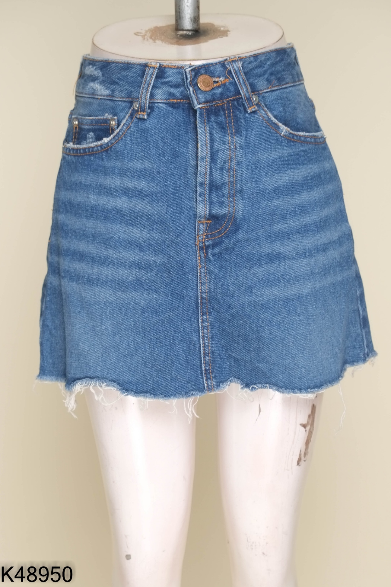 Chân váy jeans BERSHKA xanh