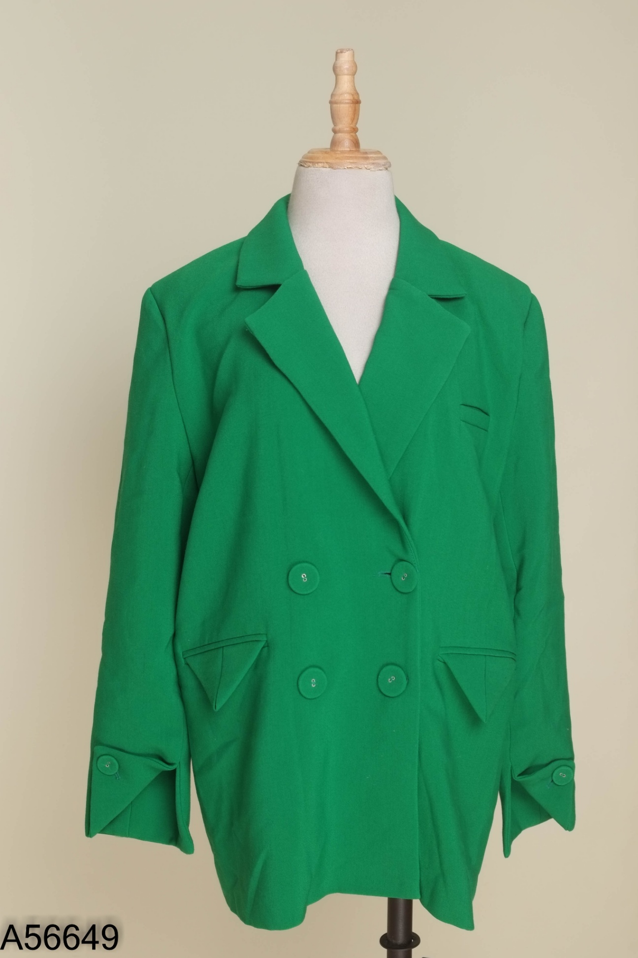 Áo khoác blazer xanh trơn phối túi