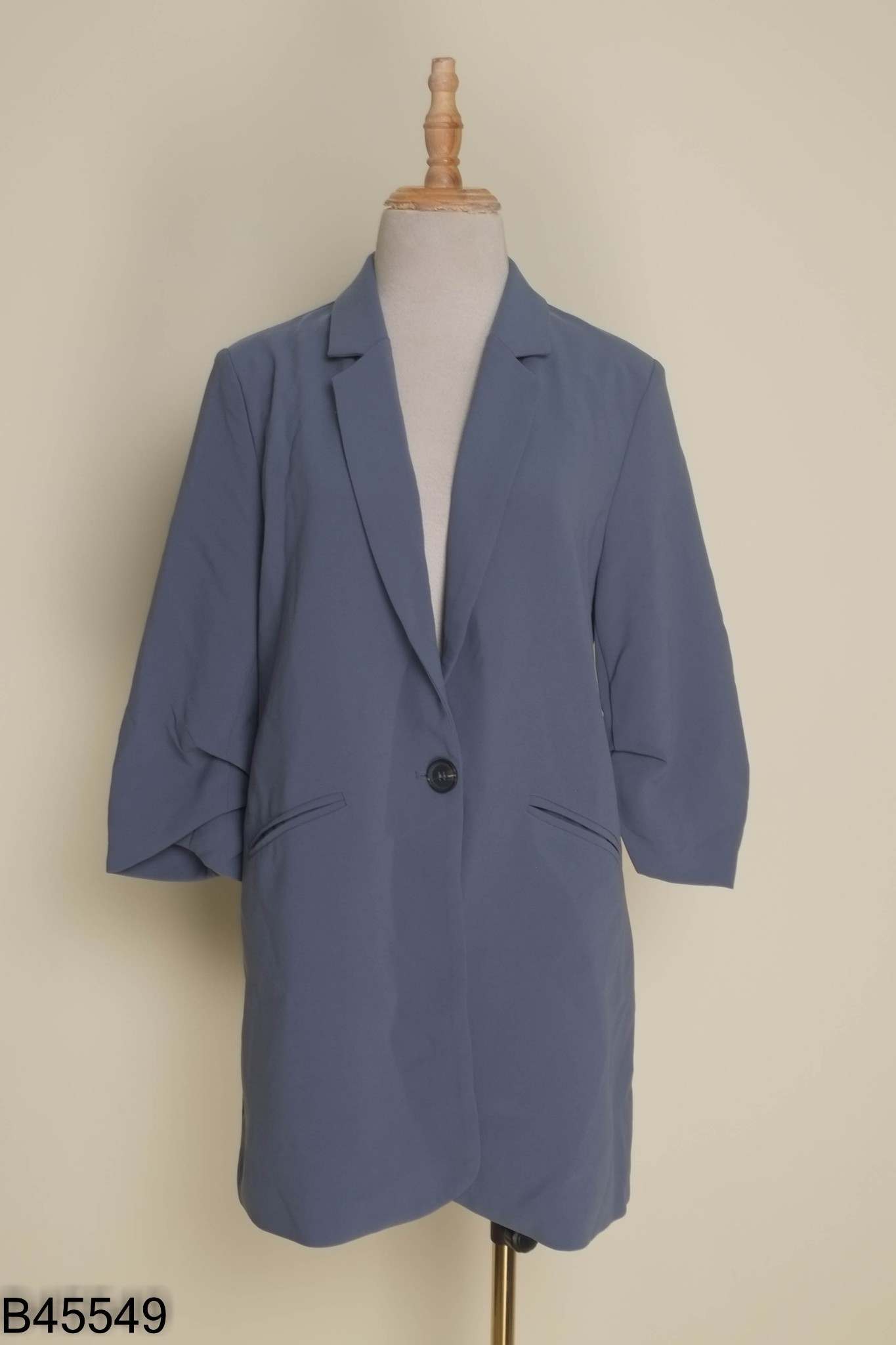 Áo blazer xanh tay lỡ (1 lớp)