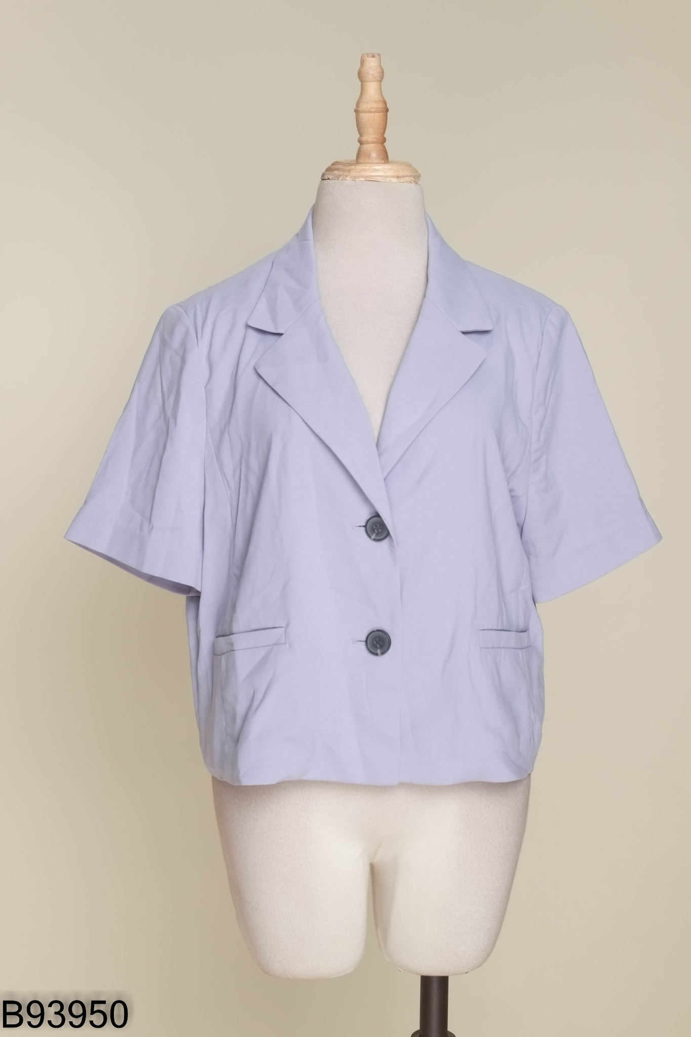 Áo cổ vest tím dáng ngắn