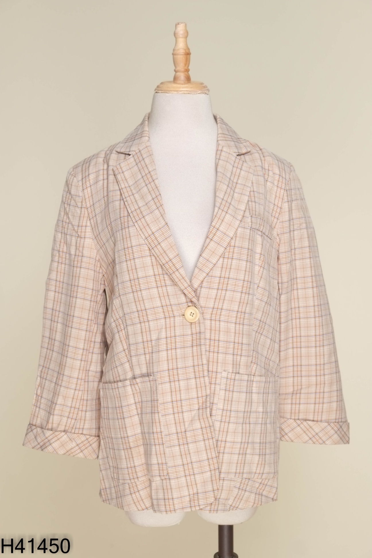 Áo blazer nâu kẻ