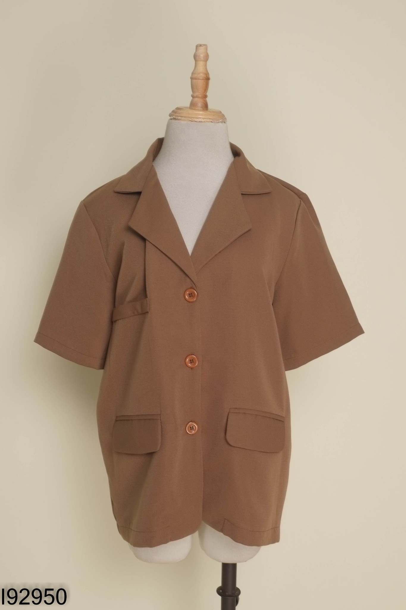 Áo blazer nâu ngắn tay