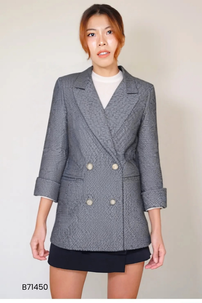 Áo khoác vest kẻ đen trắng