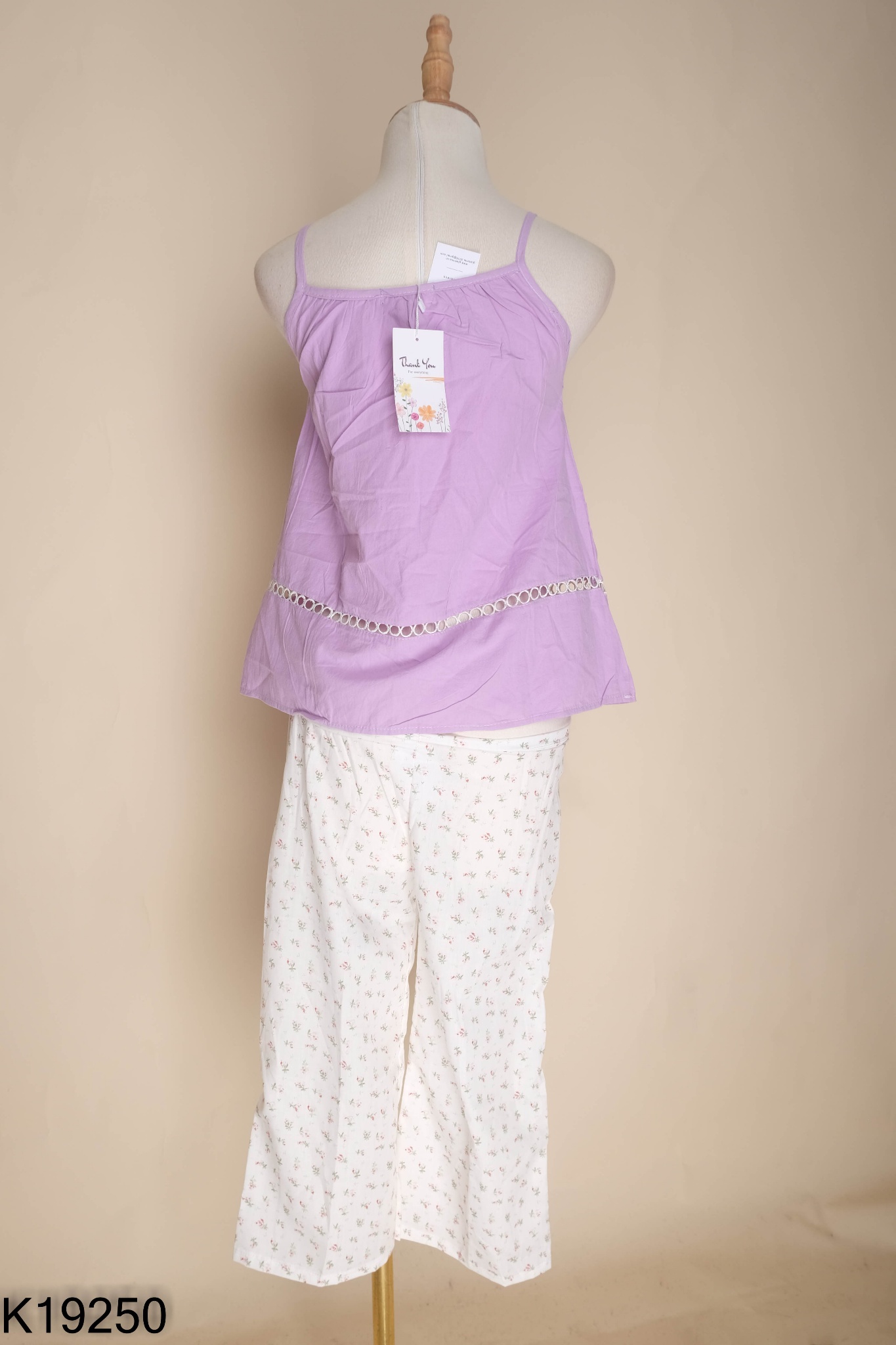 NEWTAG Set Áo yếm tím + quần hoa KIDS
