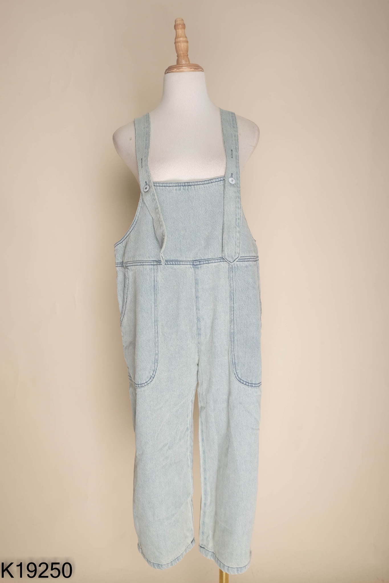 Quần yếm jeans xanh trơn