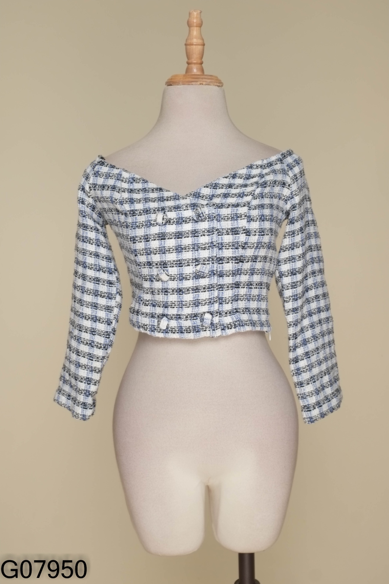 Áo dạ ZARA kẻ xanh phối cúc