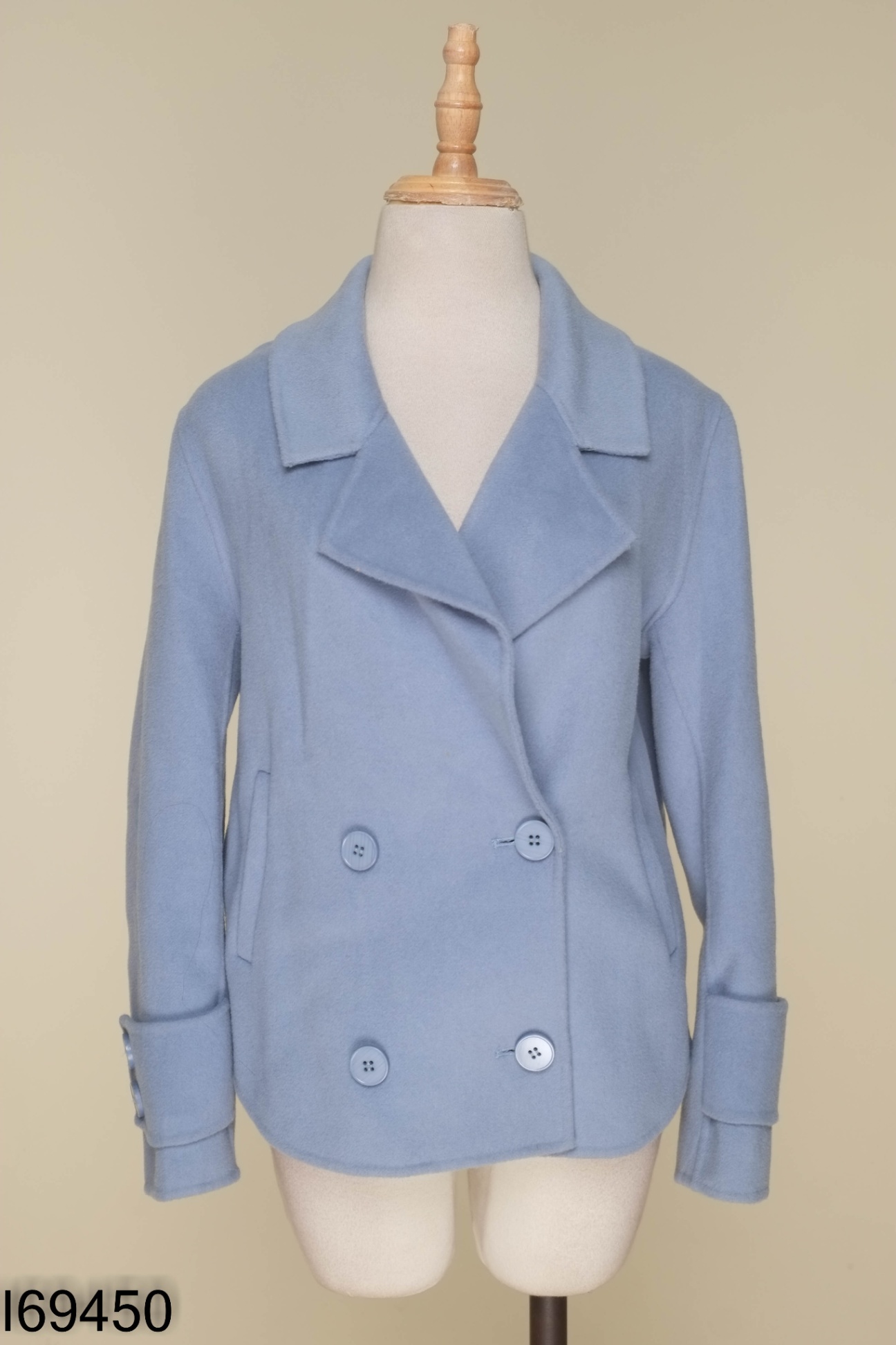 Áo khoác dạ xanh cổ vest