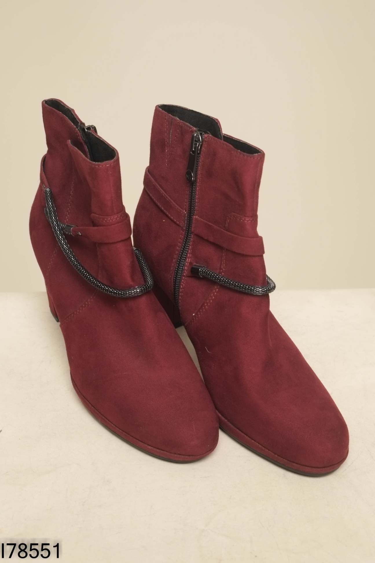 Boots cao gót nâu đỏ lộn