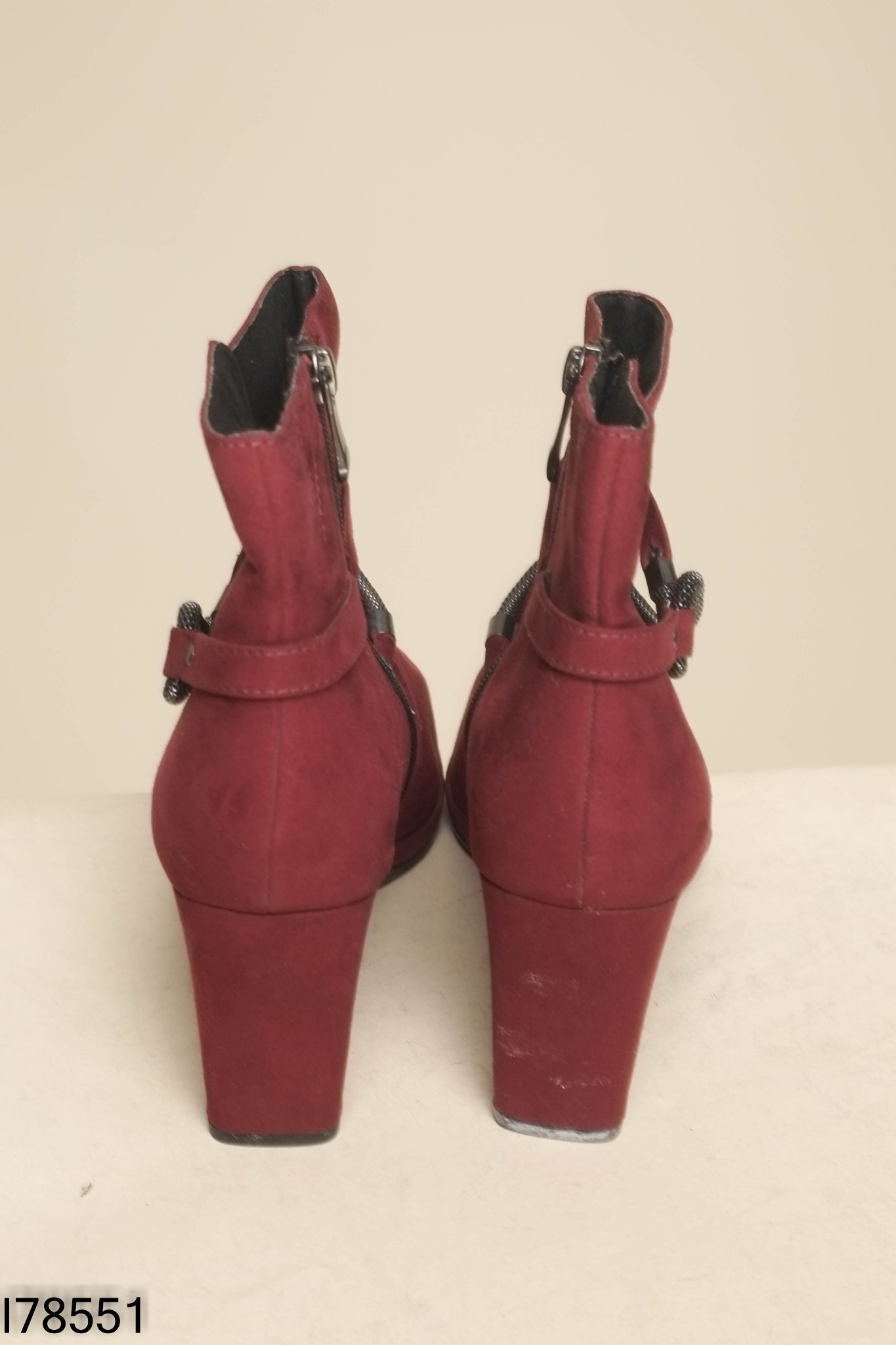 Boots cao gót nâu đỏ lộn