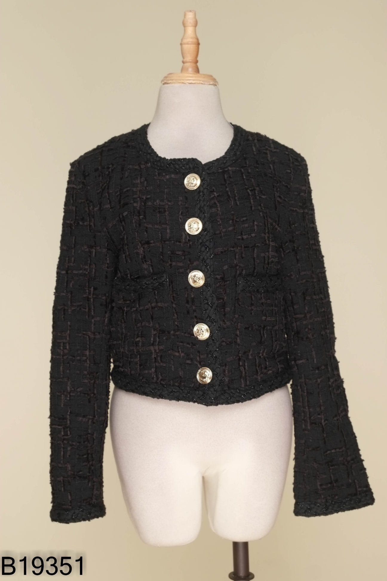 Áo khoác dạ tweed cài khuy