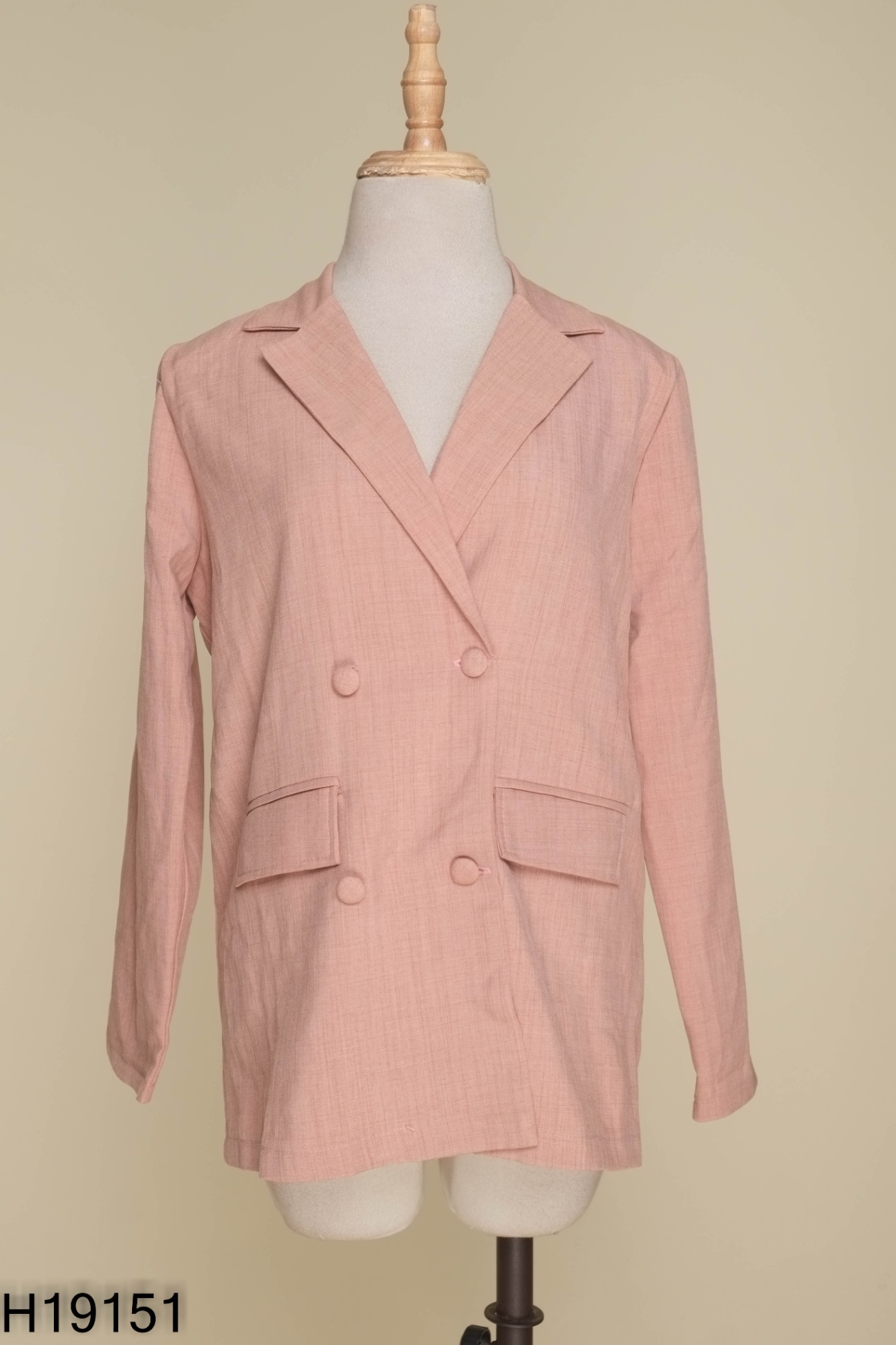 Áo blazer hồng trơn