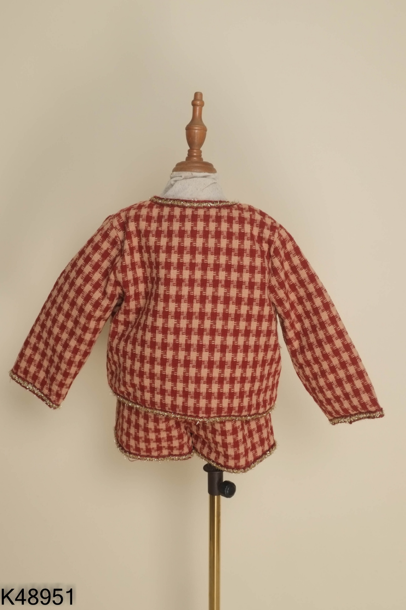 Set Áo dạ đỏ kẻ be + quần shorts KIDS