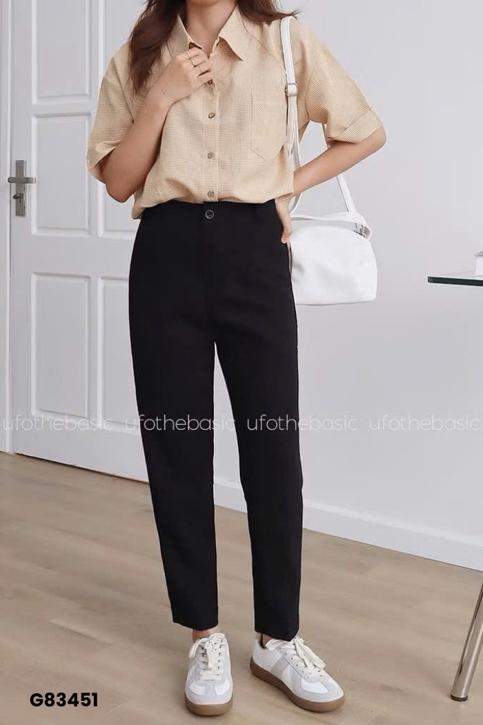 Quần suông đen LEMIA gân giữa