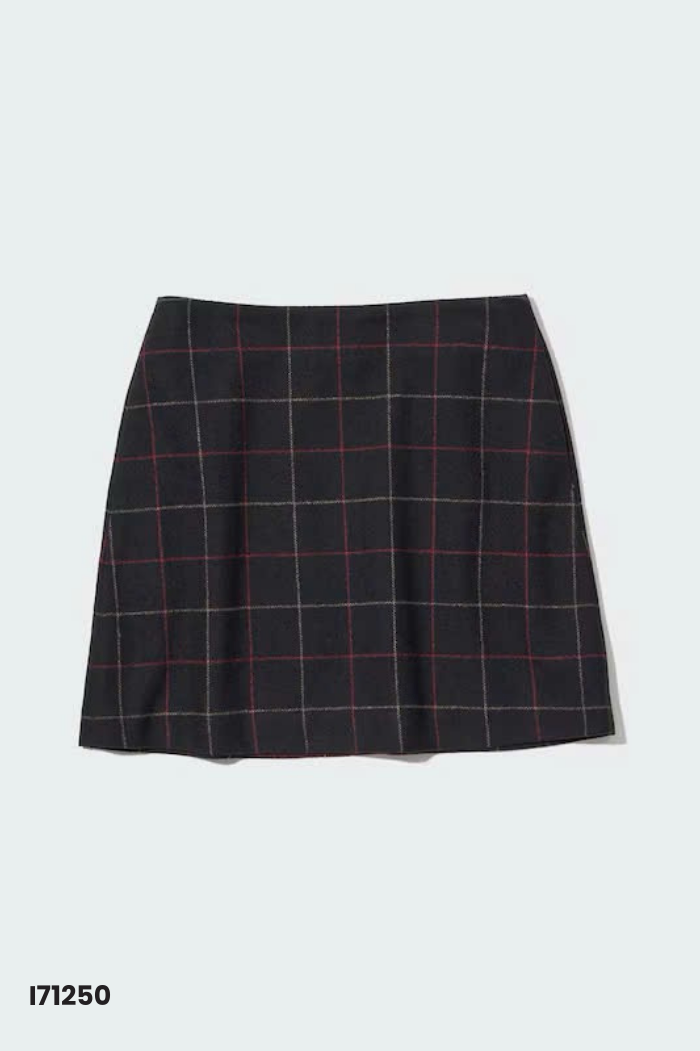 Chân váy dạ UNIQLO đen kẻ