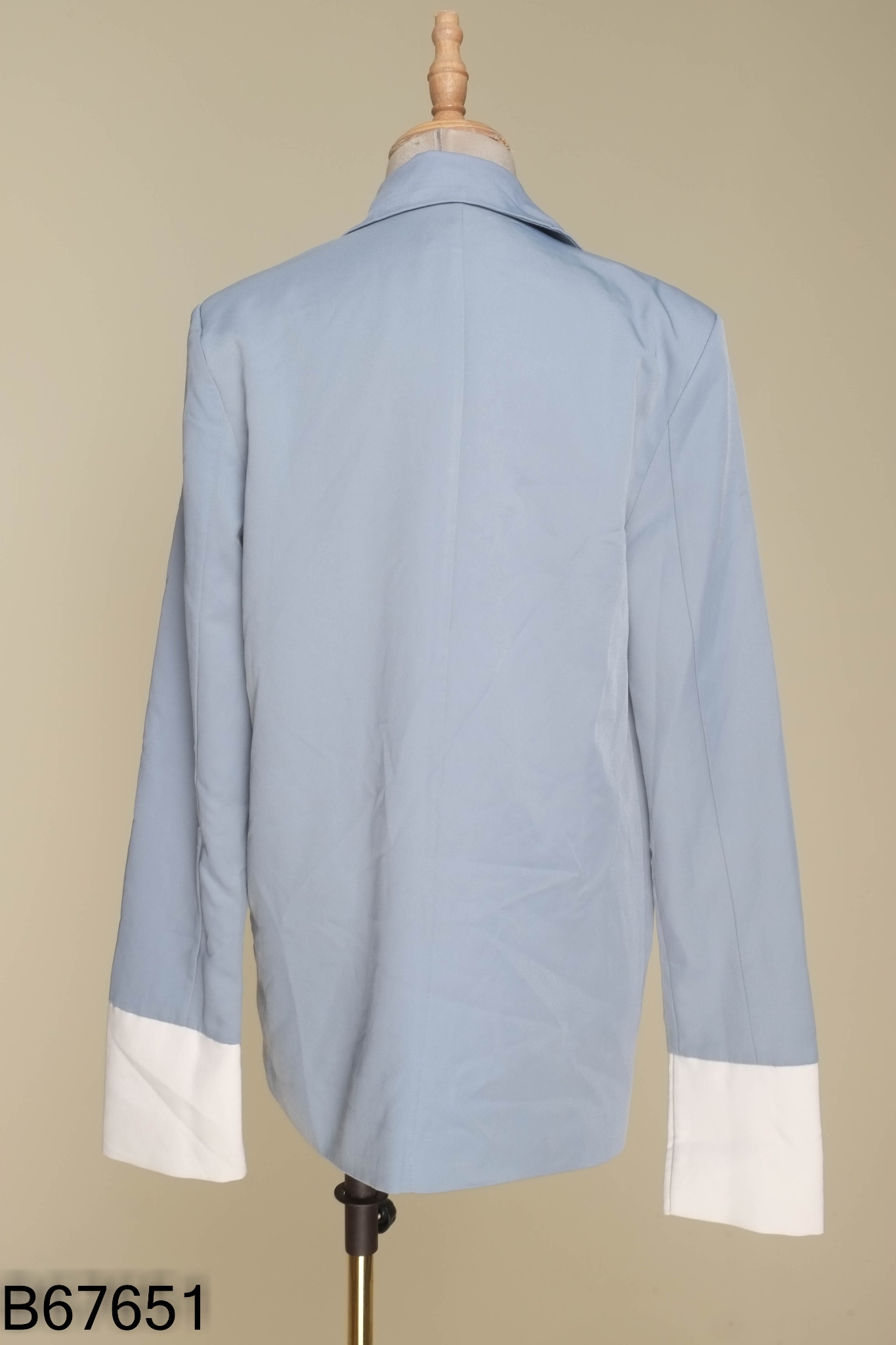 Áo khoác blazer xanh trơn phối trắng