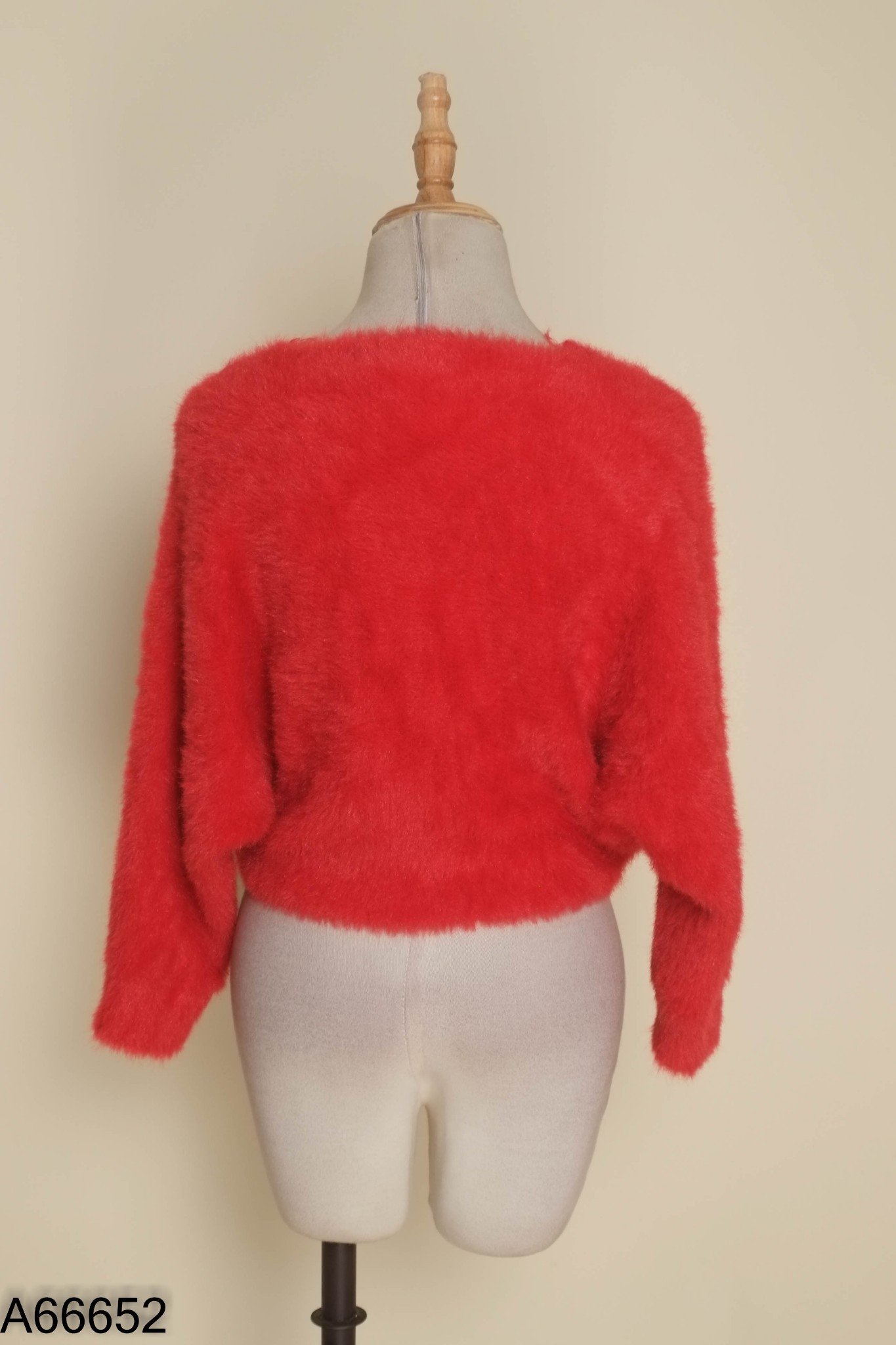 Áo len lông đỏ trơn dáng croptop