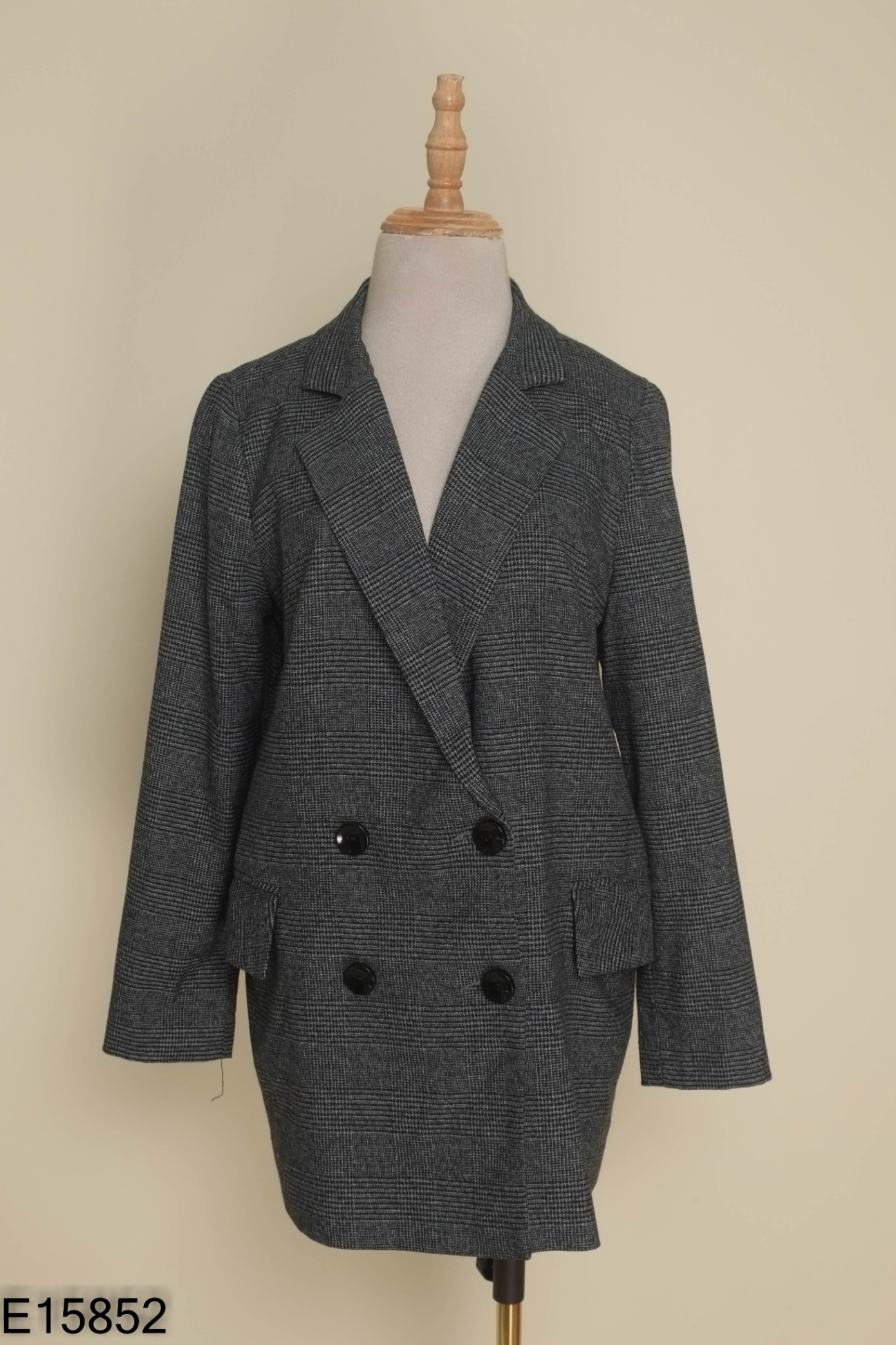 Áo blazer MADELEN xám kẻ