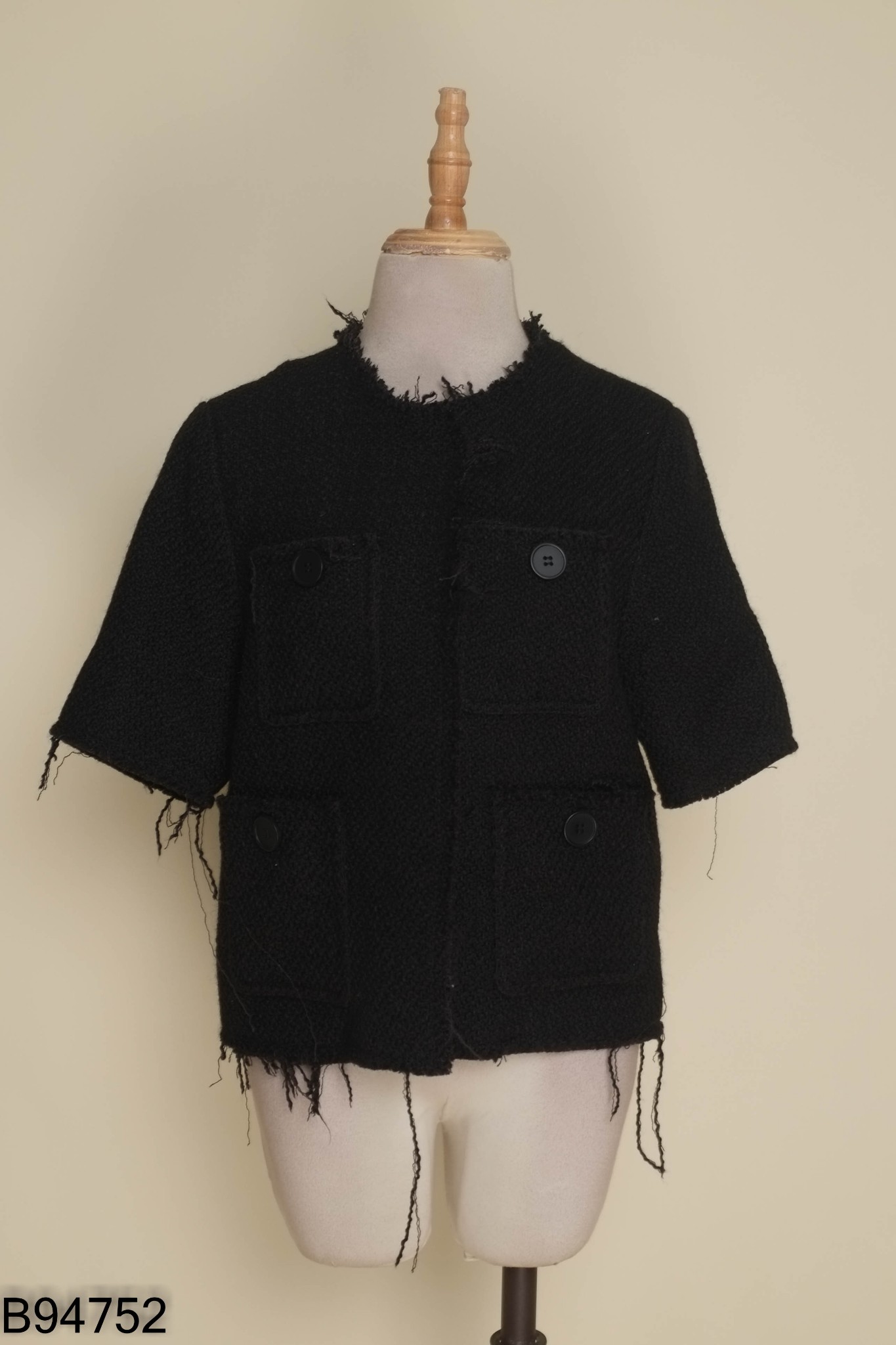 Áo khoác dạ tweed đen