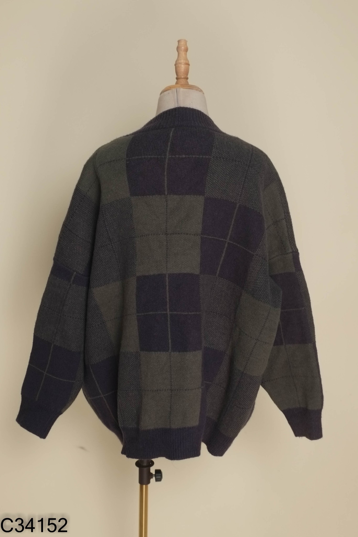 Áo cardigans xanh caro