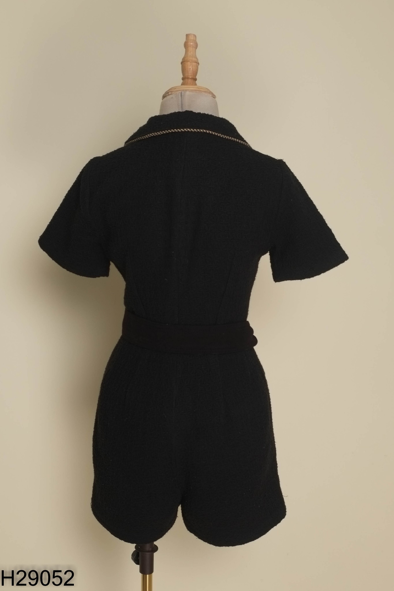 Jumpsuit quần dạ đen khóa kéo