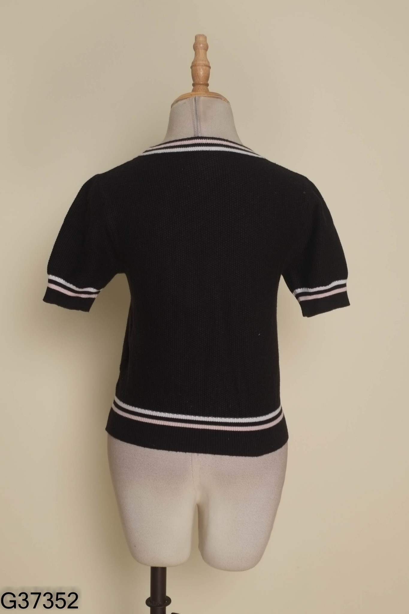 Áo len babytee đen TINGOAN viền trắng