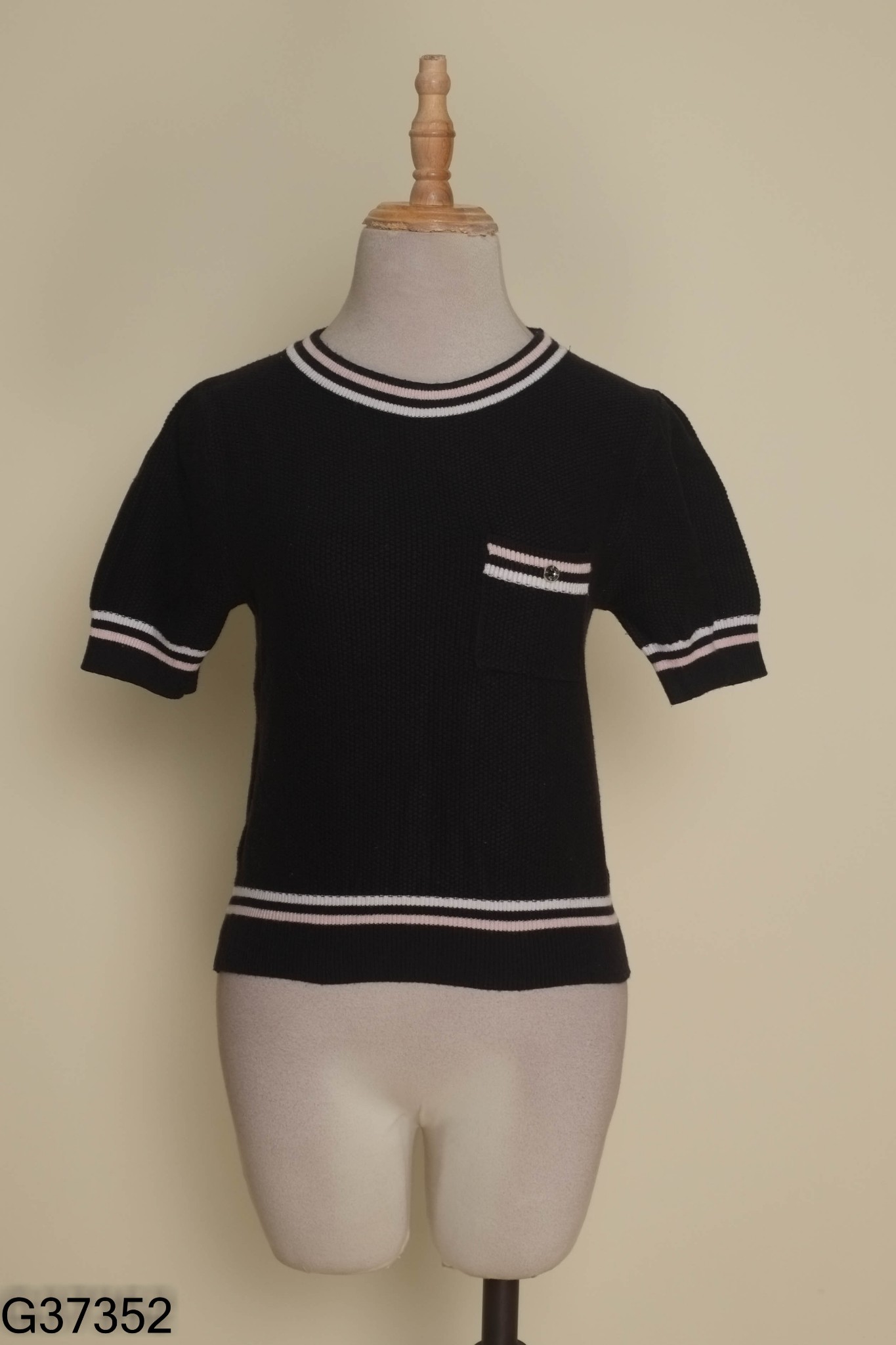 Áo len babytee đen TINGOAN viền trắng