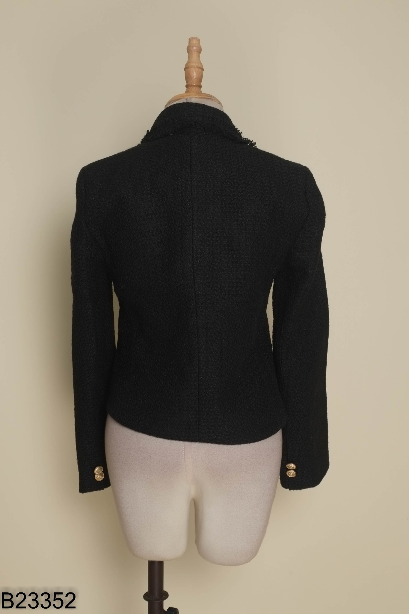 Áo khoác dạ tweed đen SILVER MOON cổ vest