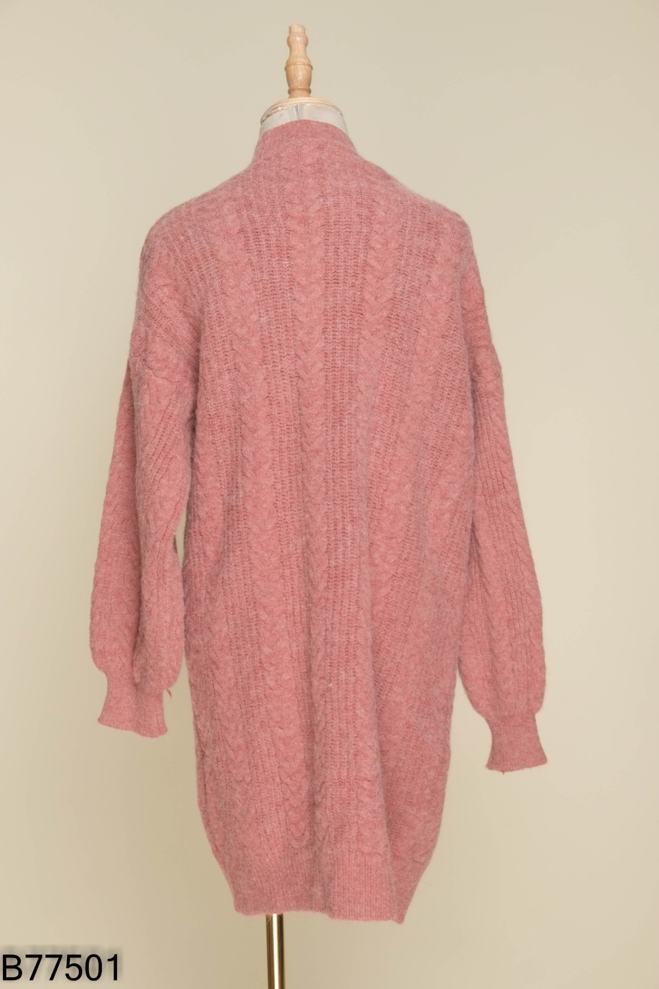 Cardigan len nâu đỏ dáng dài