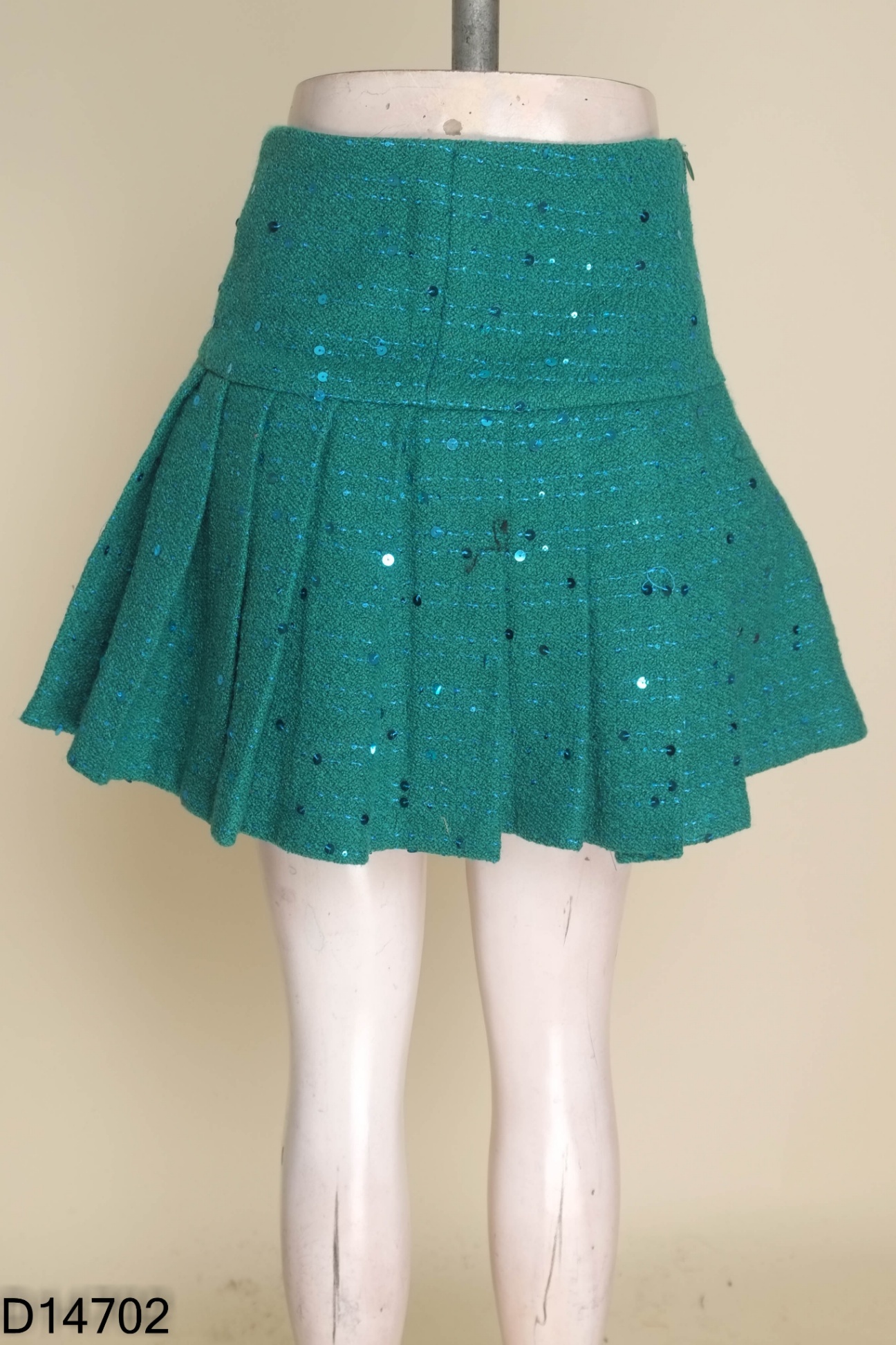 Chân váy dạ tweed xanh