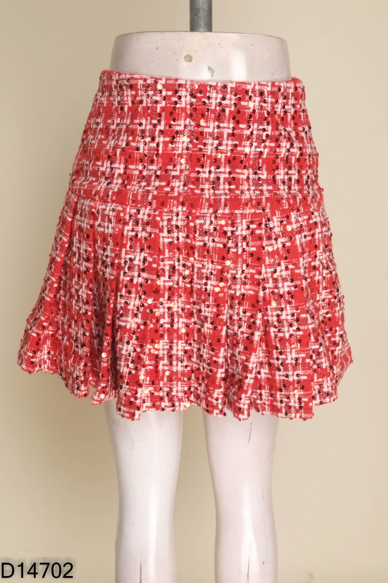Chân váy dạ tweed đỏ