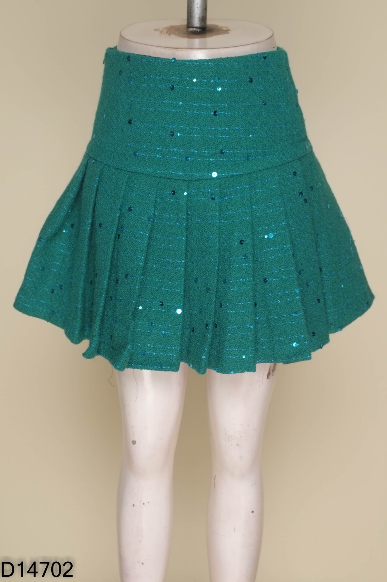 Chân váy dạ tweed xanh