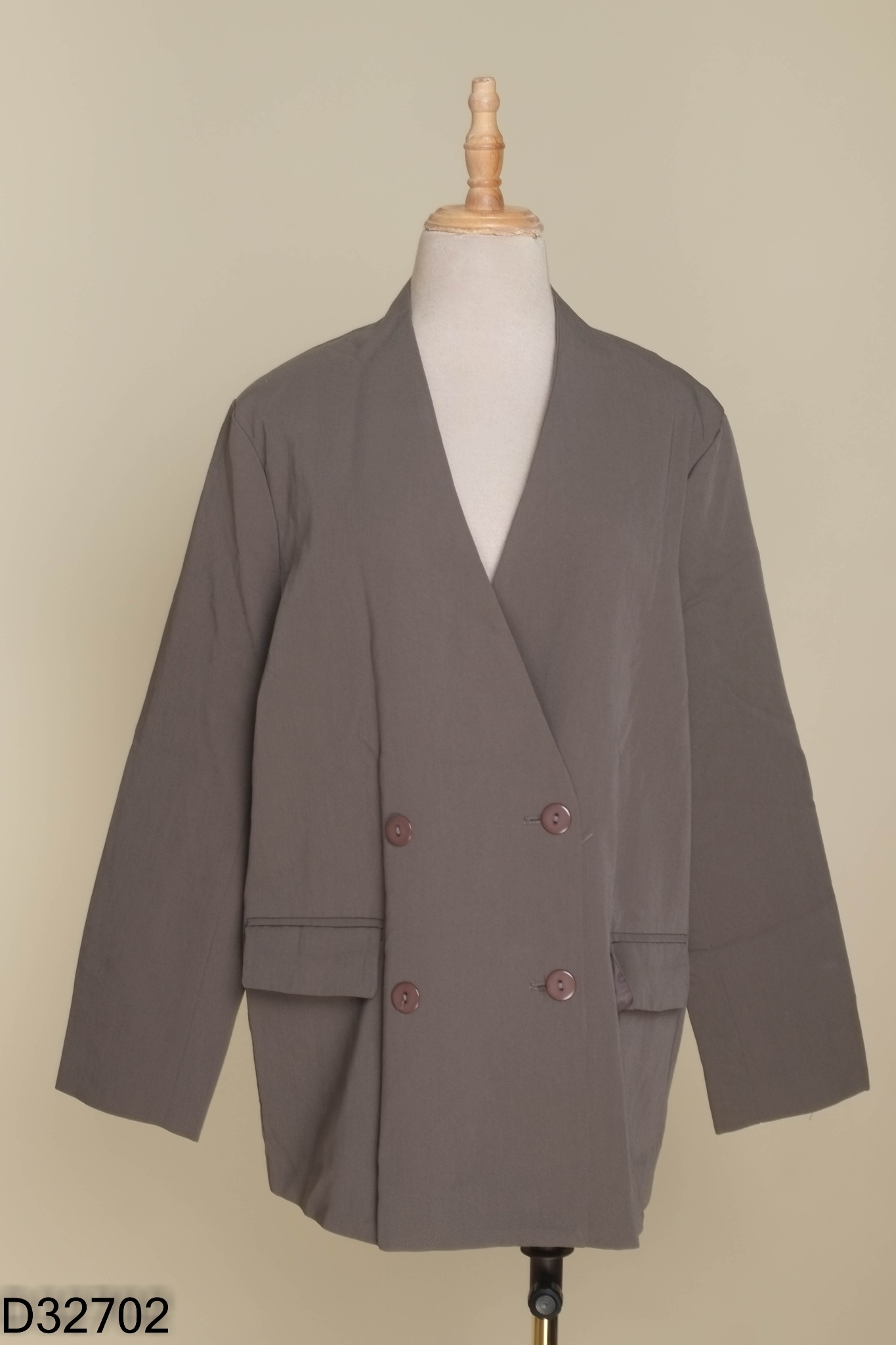 Áo khoác vest xám đậm không cổ