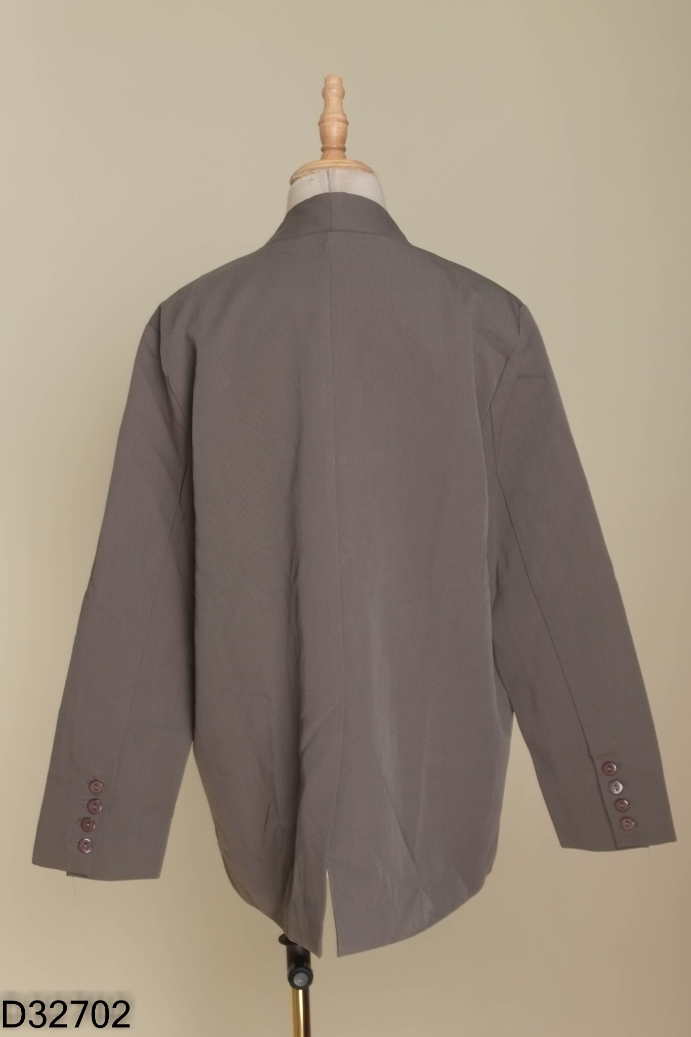 Áo khoác vest xám đậm không cổ